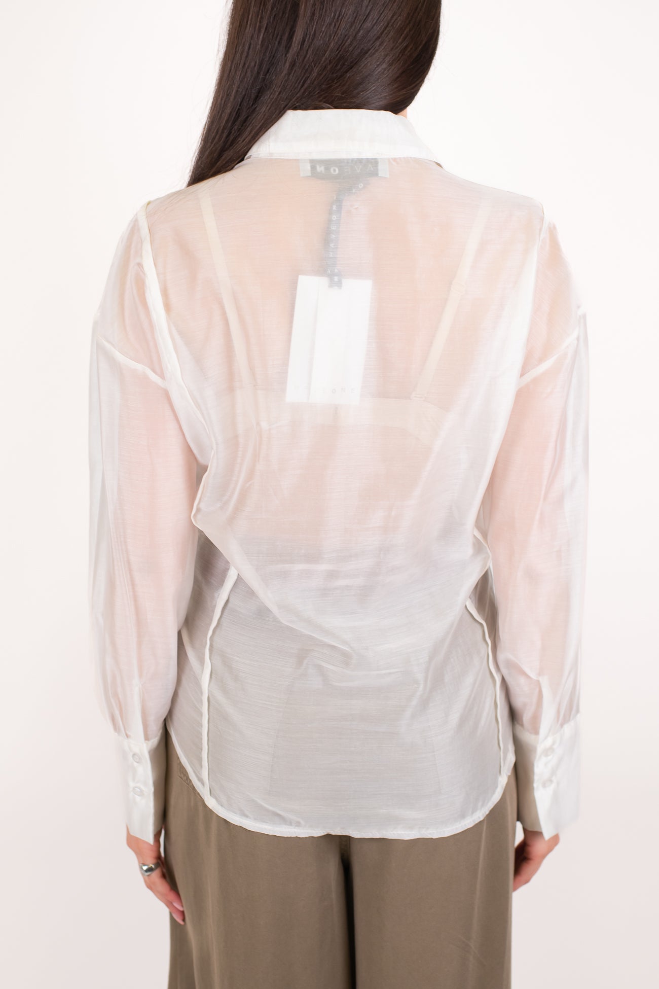 Haveone - Camicia in lyocell con arriccio centrale