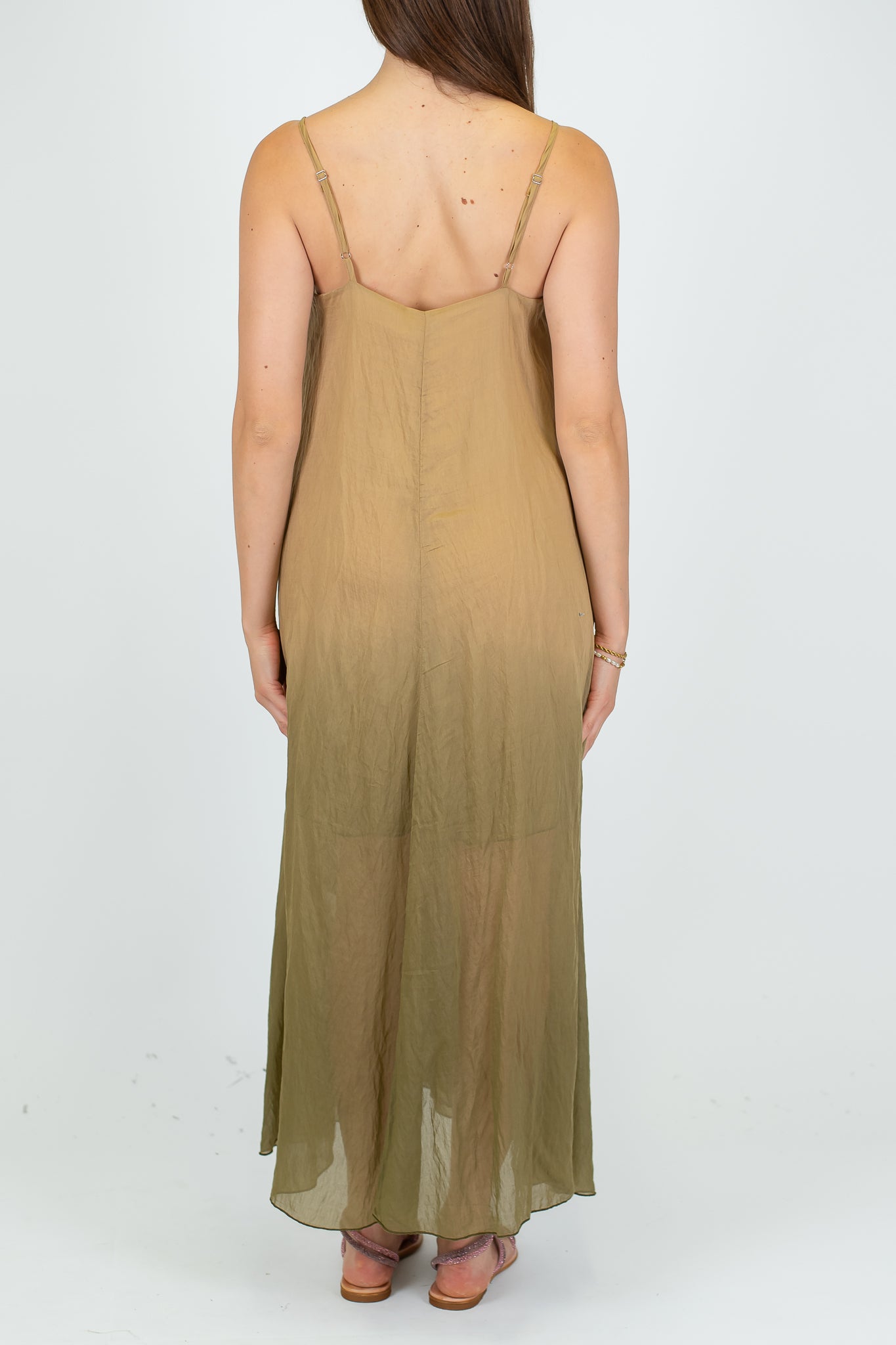 Motel - Abito lungo con bretelle tie dye in lyocell