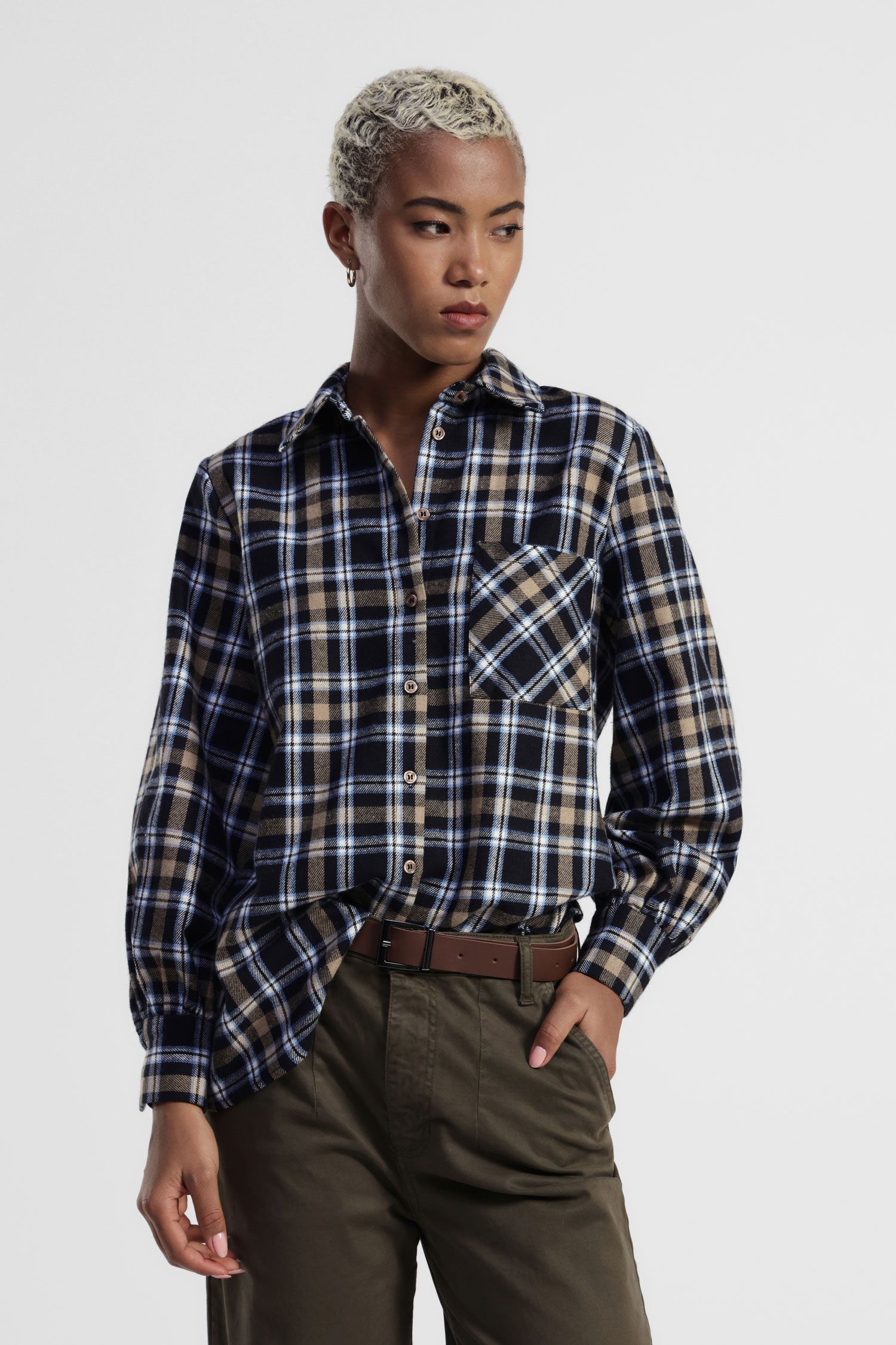 Dixie - Camicia fantasia check con taschino sul petto