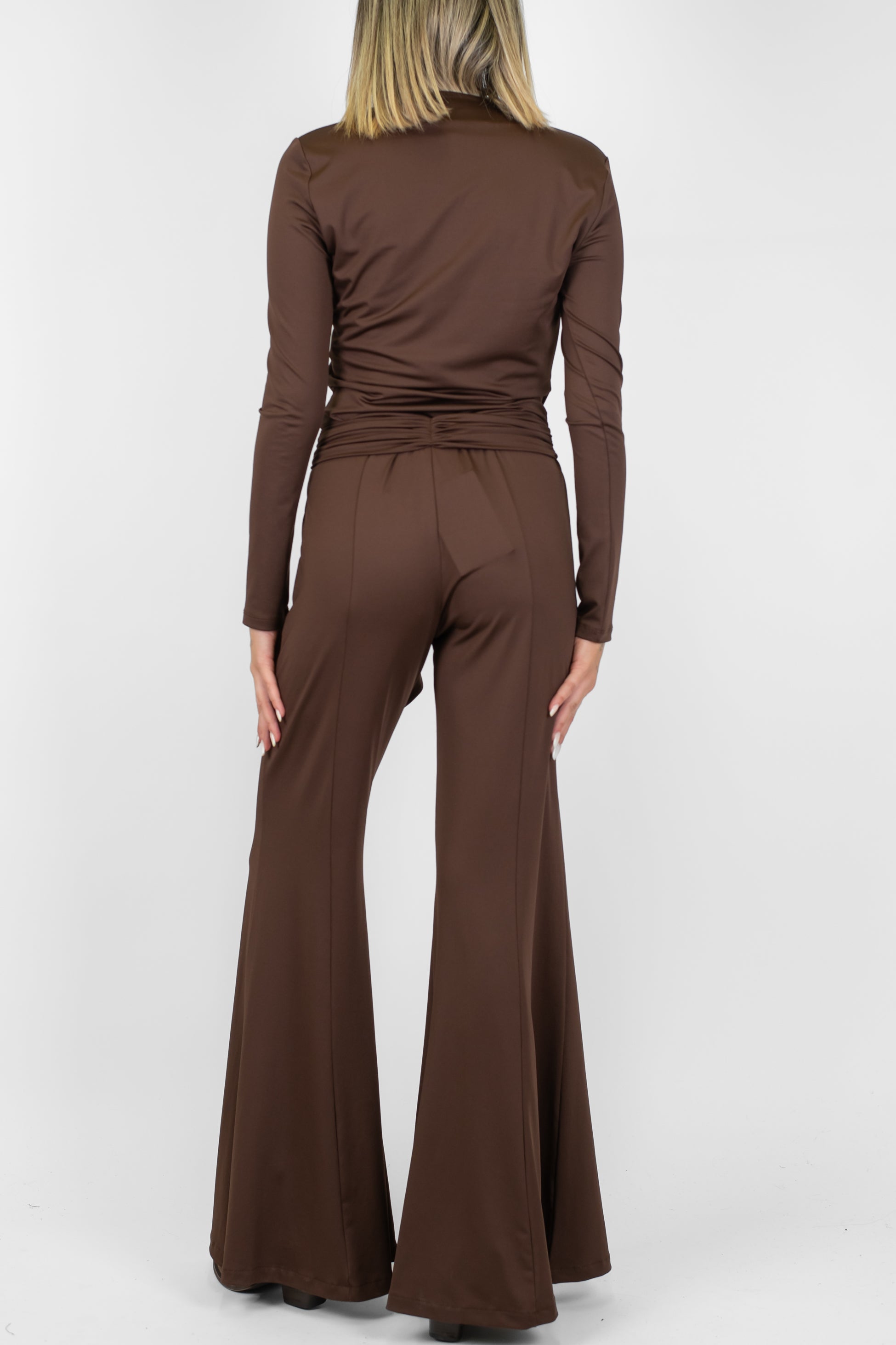 Haveone - Pantalone zampa con cintura accessorio