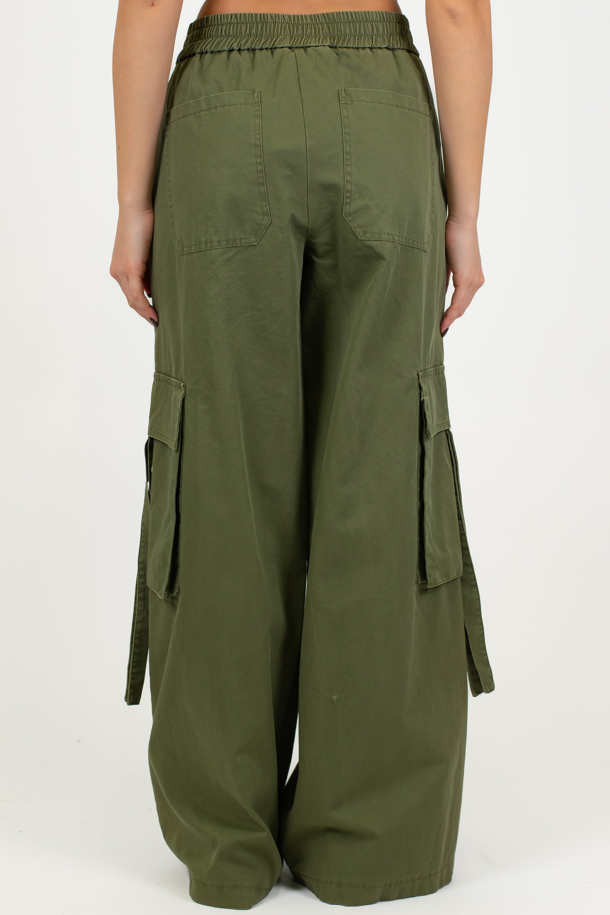 Motel - Pantalone cargo palazzo con elastico in vita