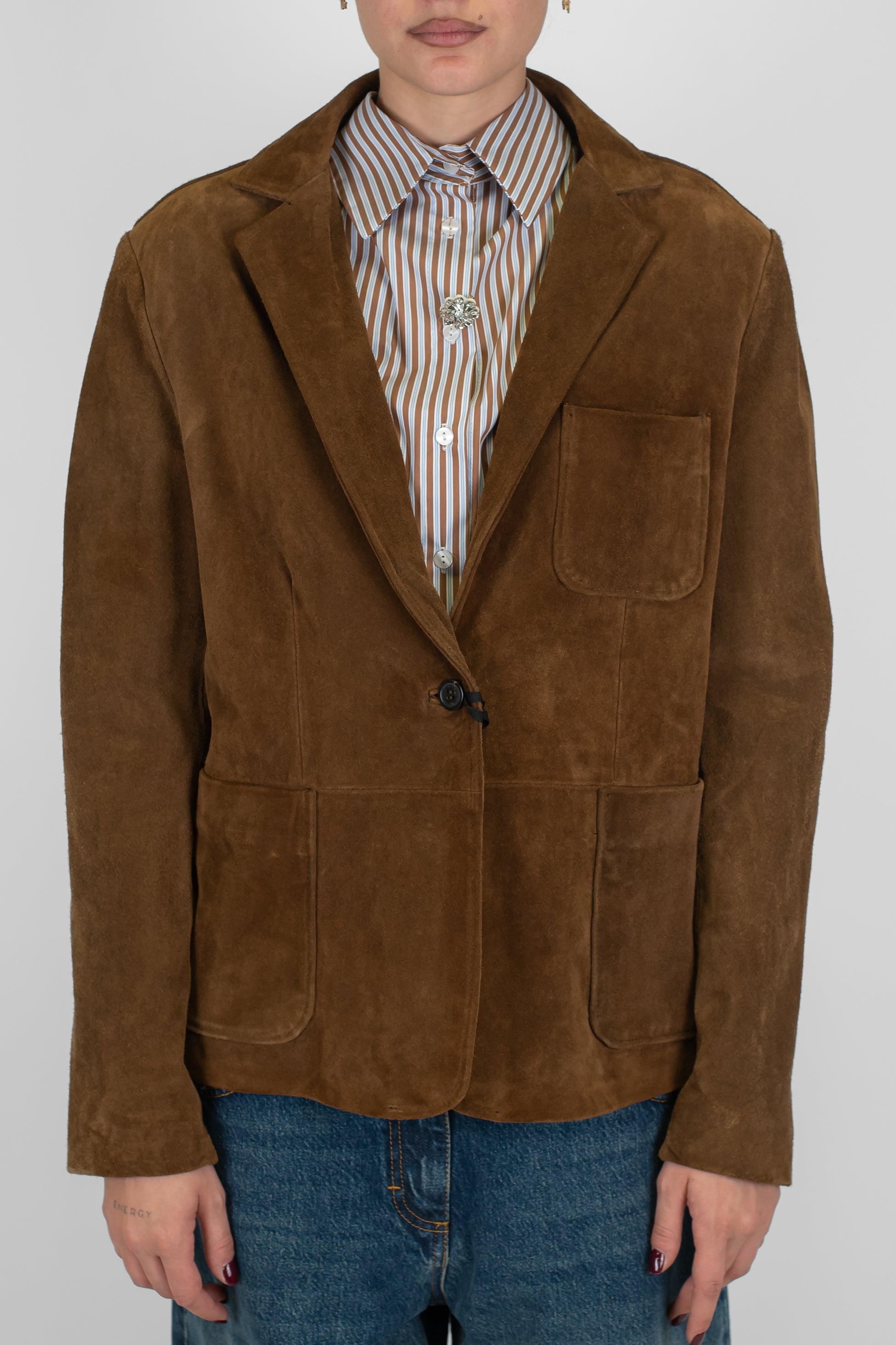 Maryley - Giacca in 100% camoscio vestibilità regular