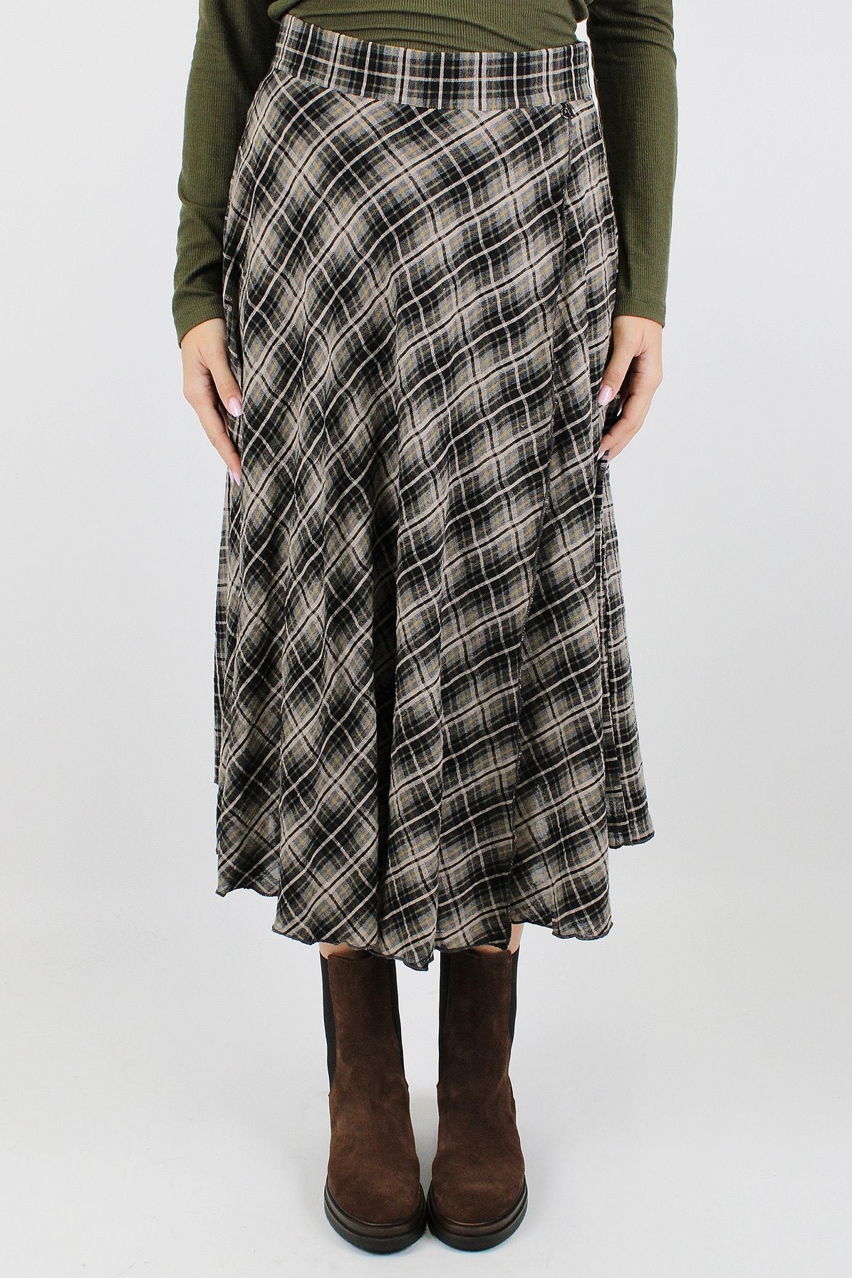 Dixie - Gonna fantasia check con chiusura zip laterale