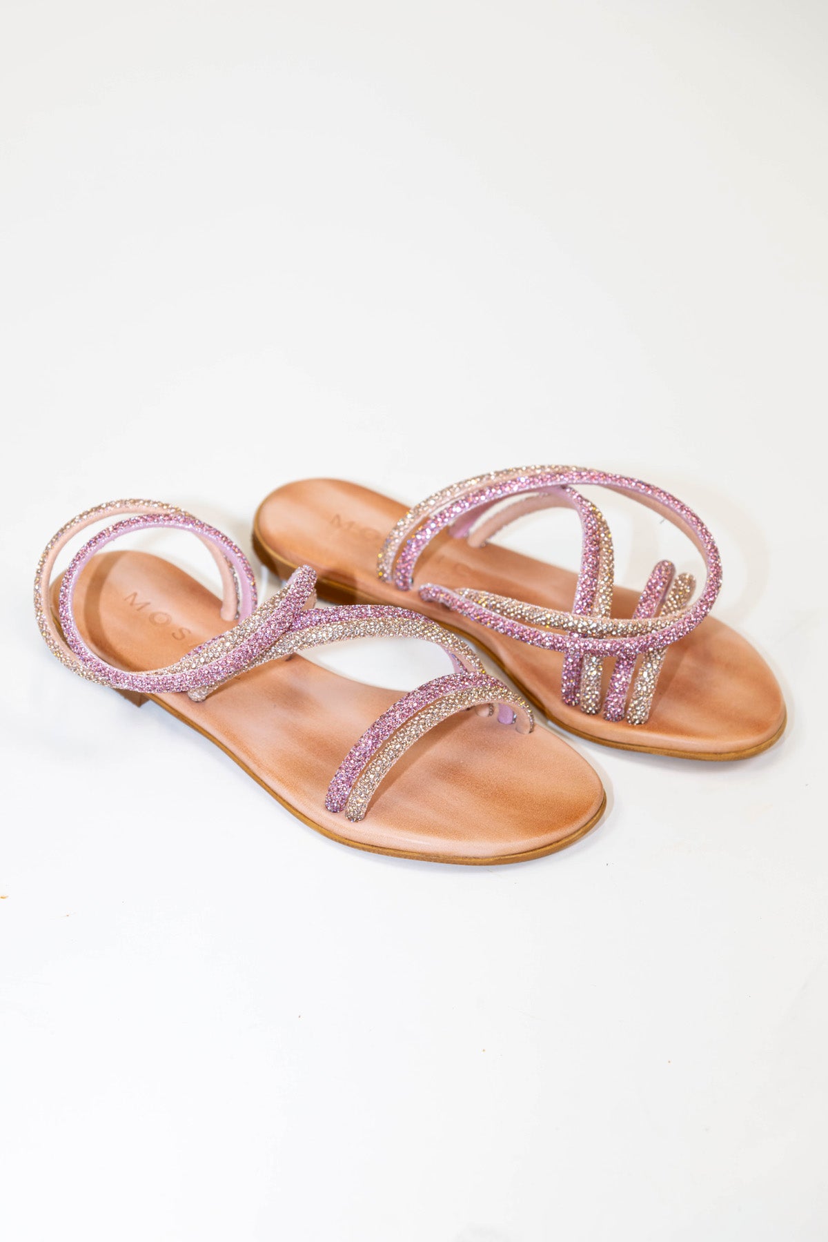 Mosaic - Sandalo strass con doppia fascia bicolore