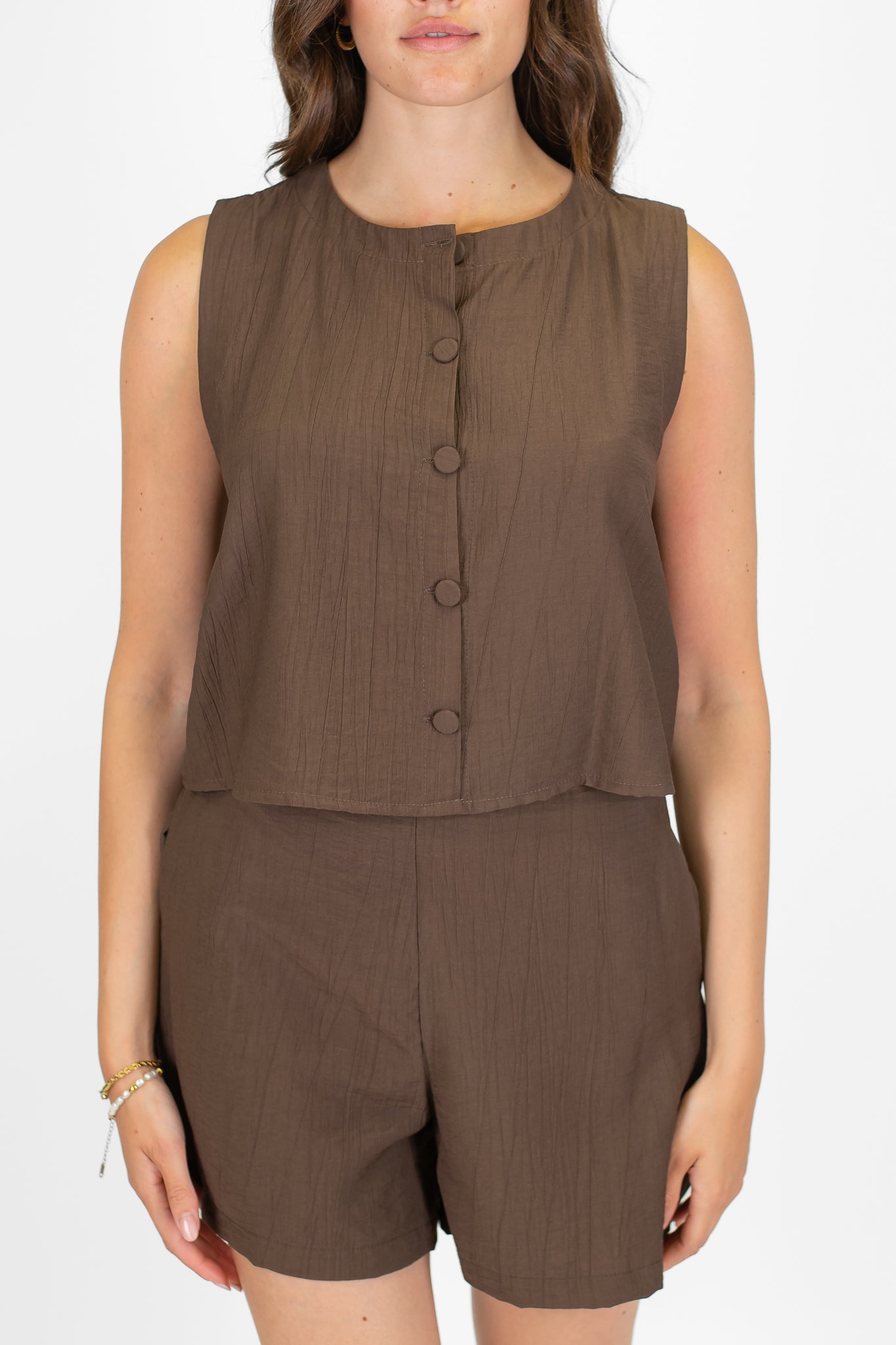 Tensione in - Coordinato gilet e shorts in viscosa leggera