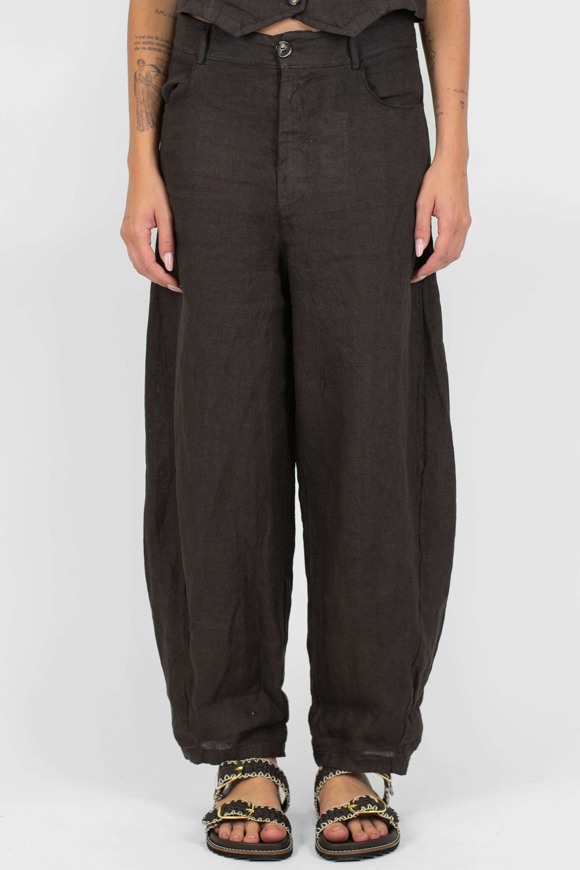 Haveone - Pantalone balloon in puro lino