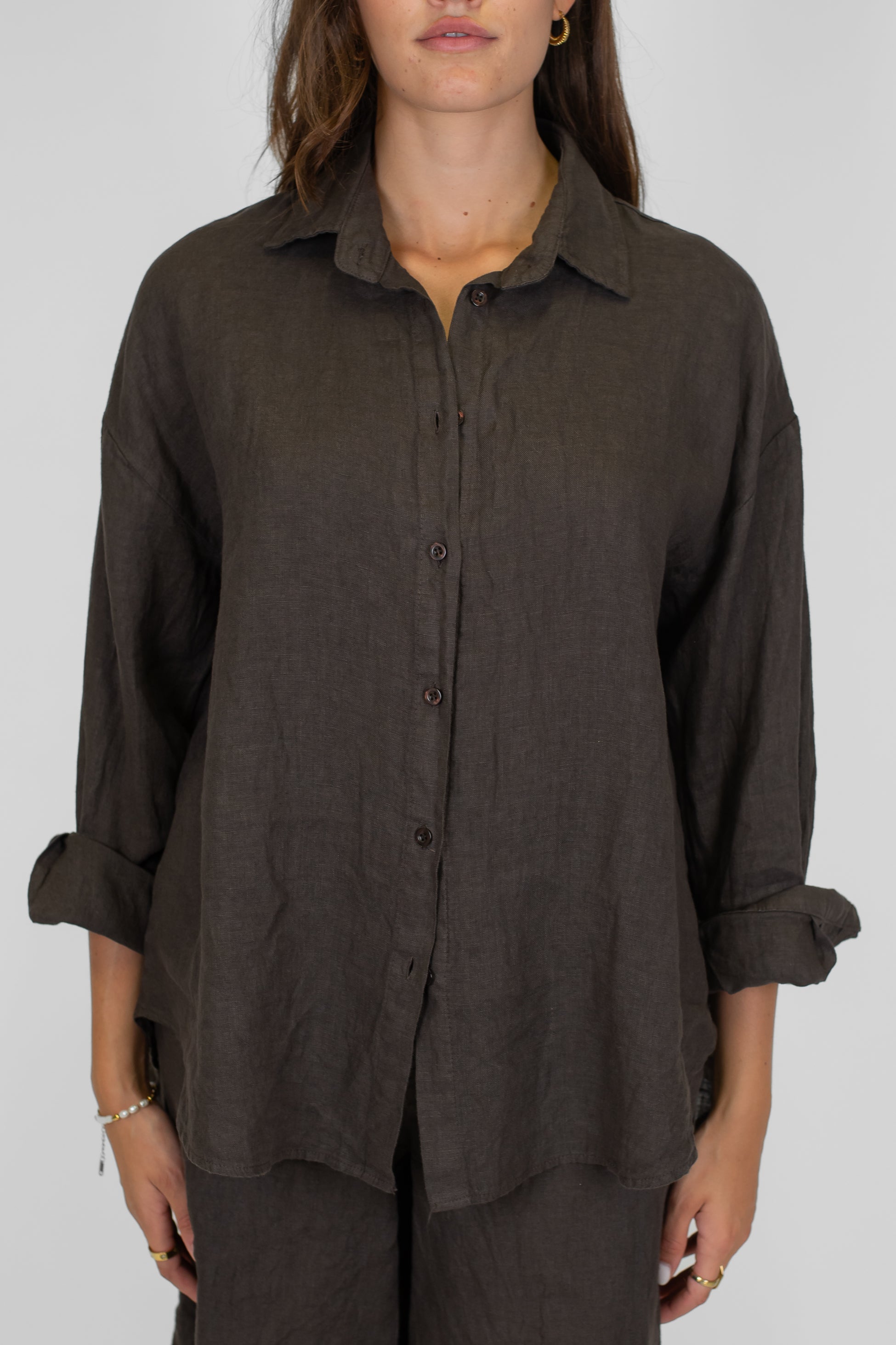 Haveone - Camicia tinta unita in puro lino