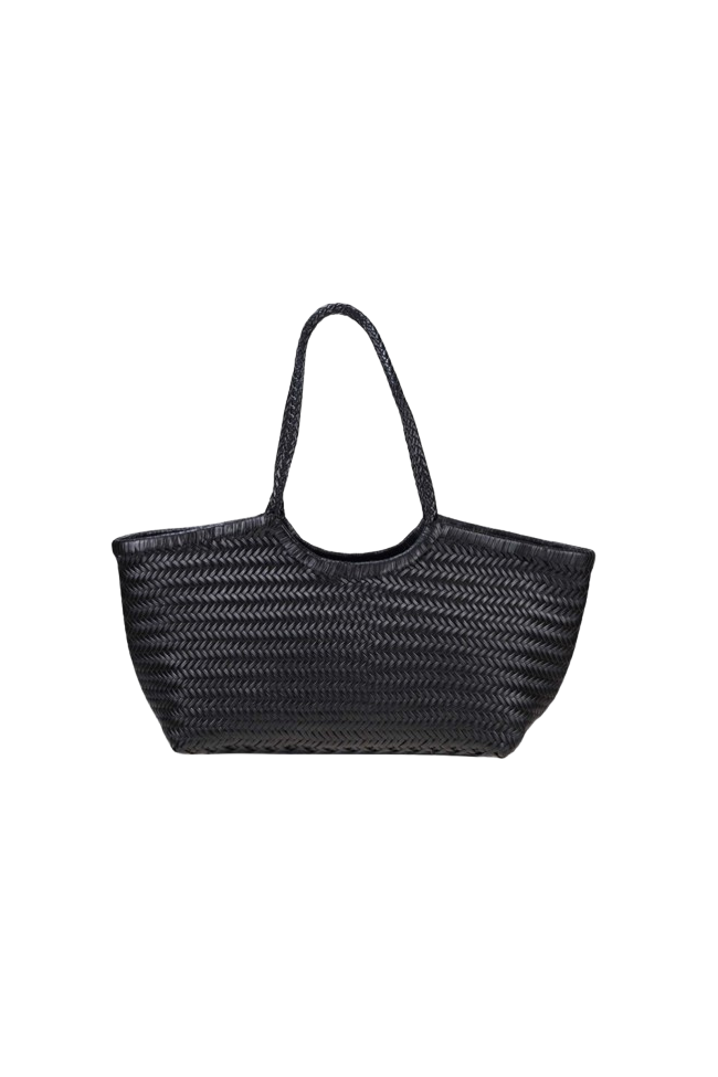 Borsa a barca in vera pelle intreccio spigato