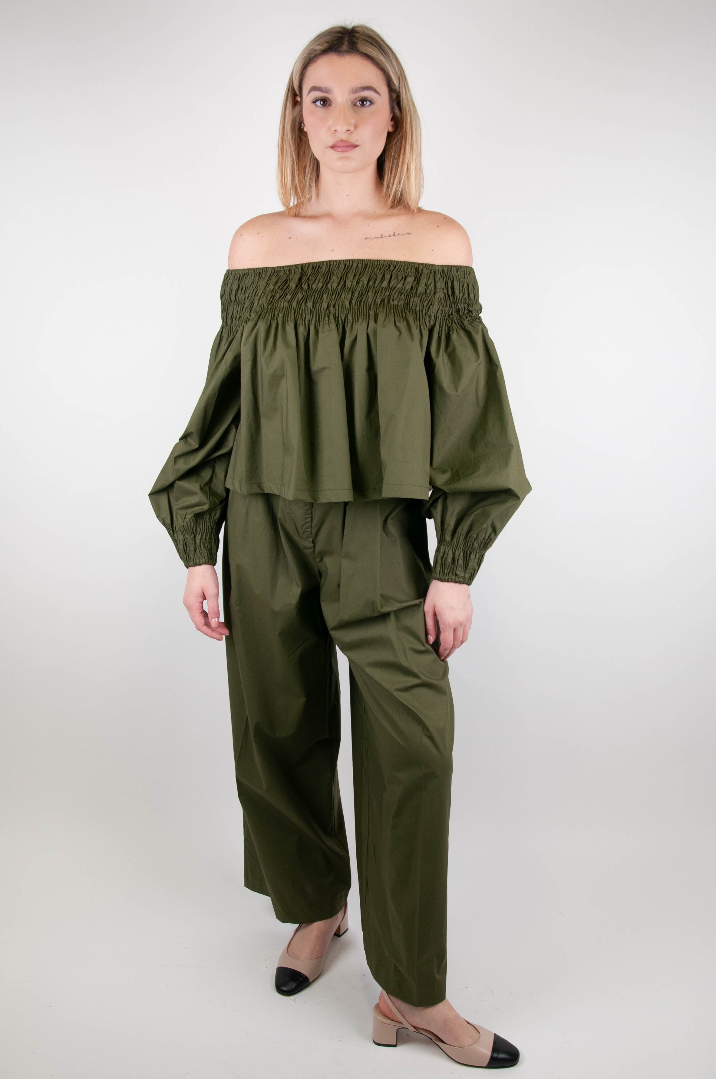 Dixie - Palazzo trousers with pleats in light cotton