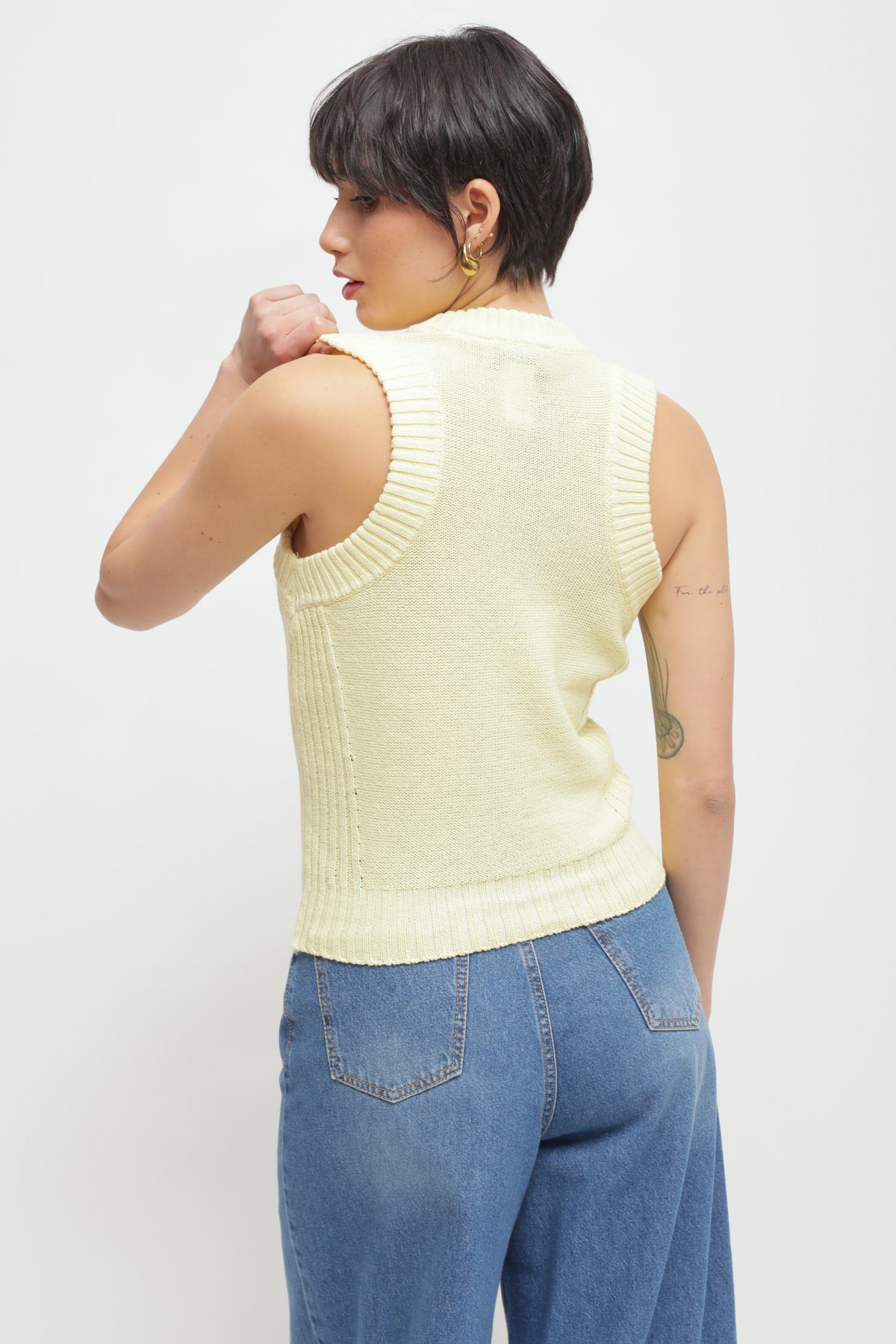 Maryley - Maglia giromaniche a costine in cotone