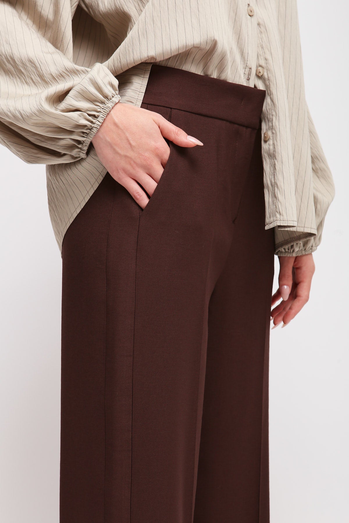 Maryley - Pantalone palazzo con elastico sul retro