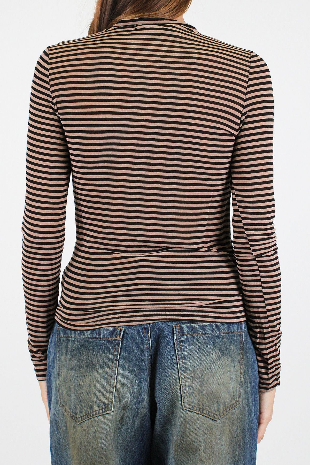 Haveone - Maglia serafino fantasia a righe in misto modal e cashmere