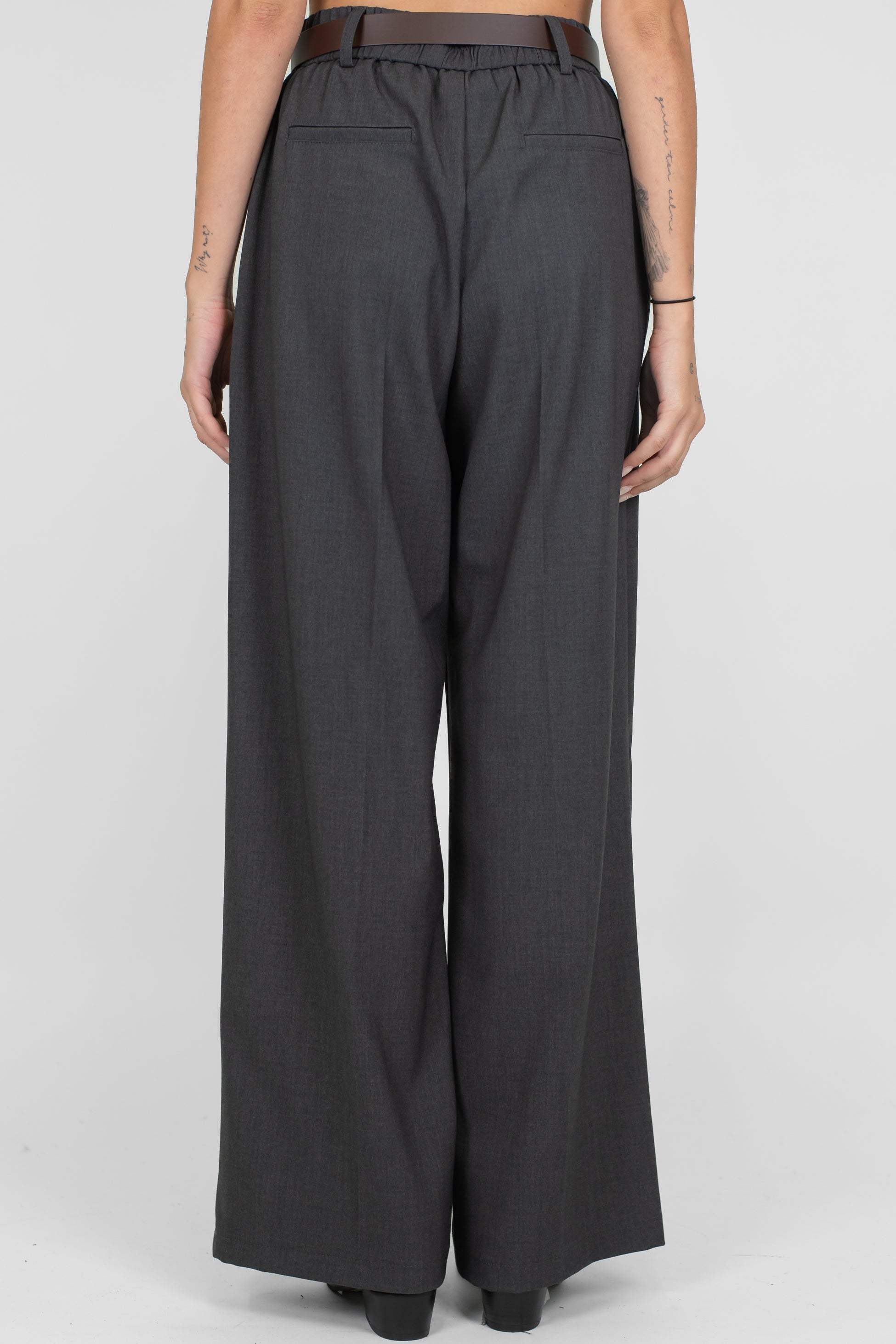 Motel - Pantalone palazzo tinta unita con elastico sul retro