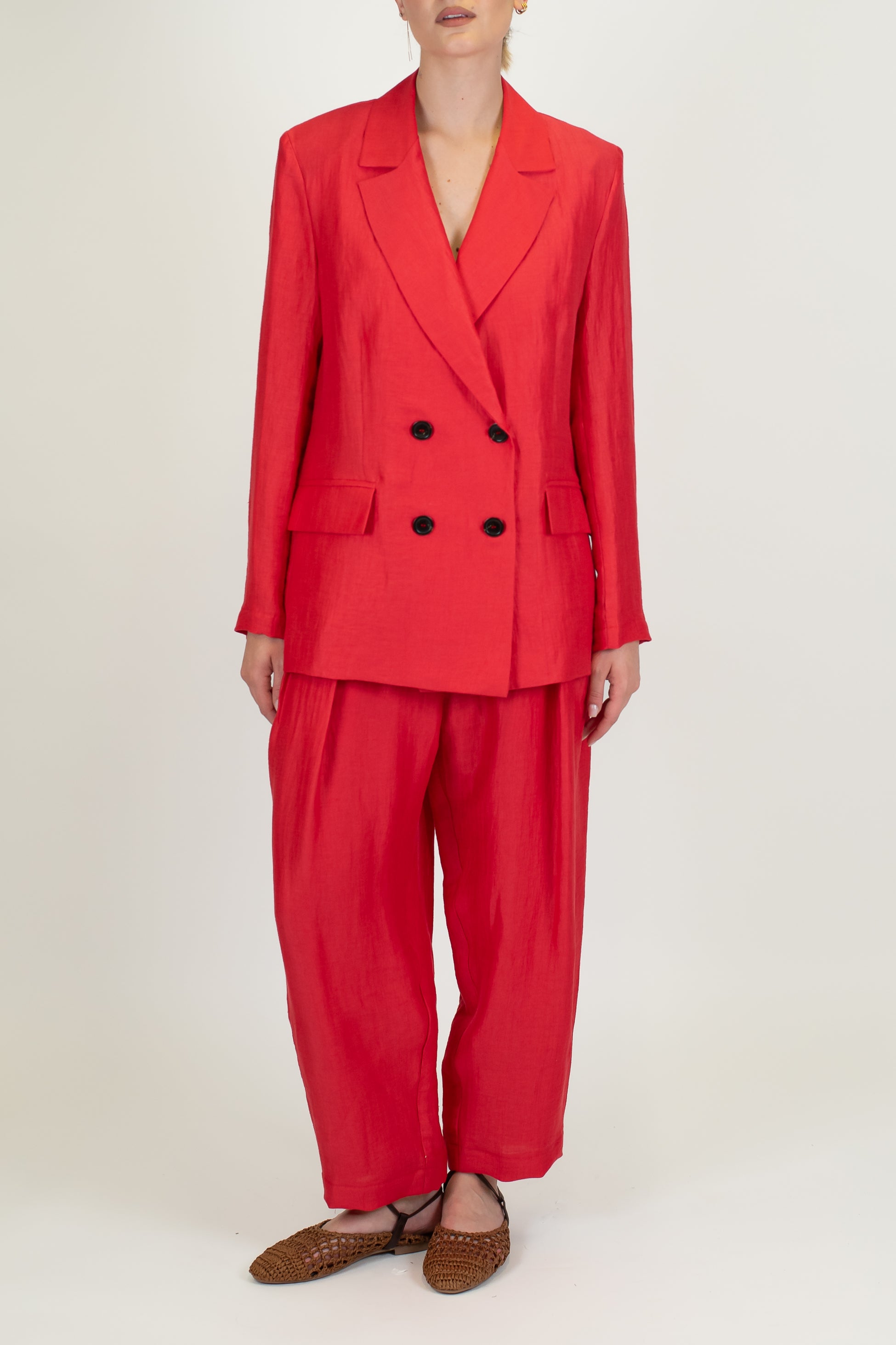 Maryley - Pantalone balloon con pinces in lino