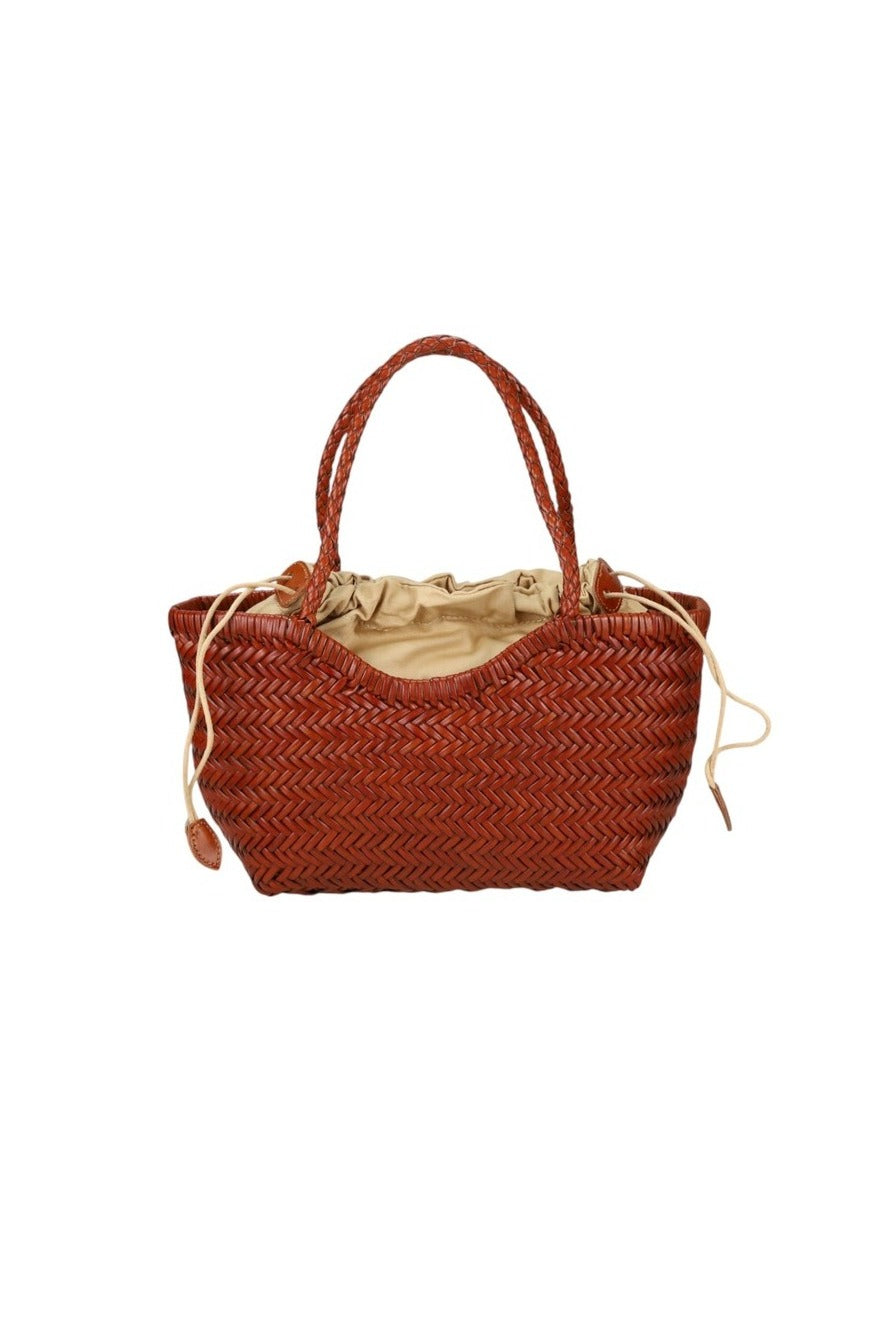 Borsa piccola in vera pelle intrecciata spigata rigida