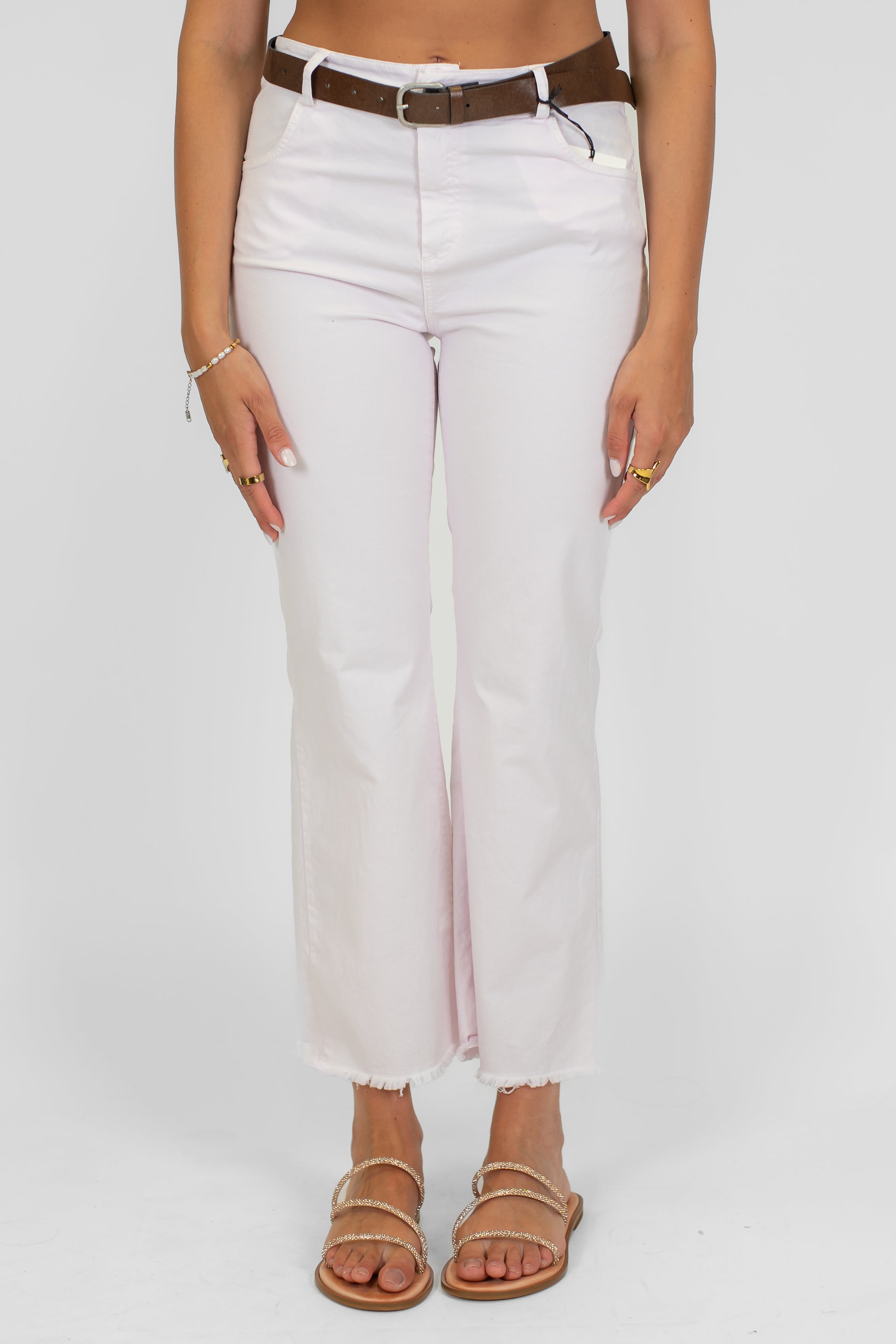 Tensione in - Pantalone regular in cotone sfrangiato sul fondo