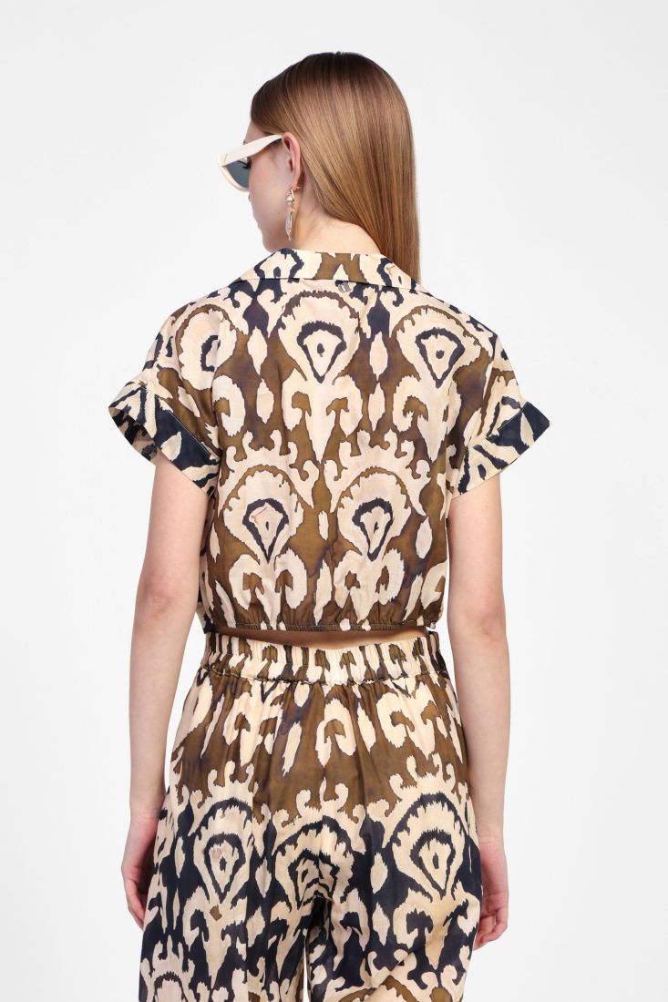 Dixie - Top con nodo fantasia multicolor in cotone