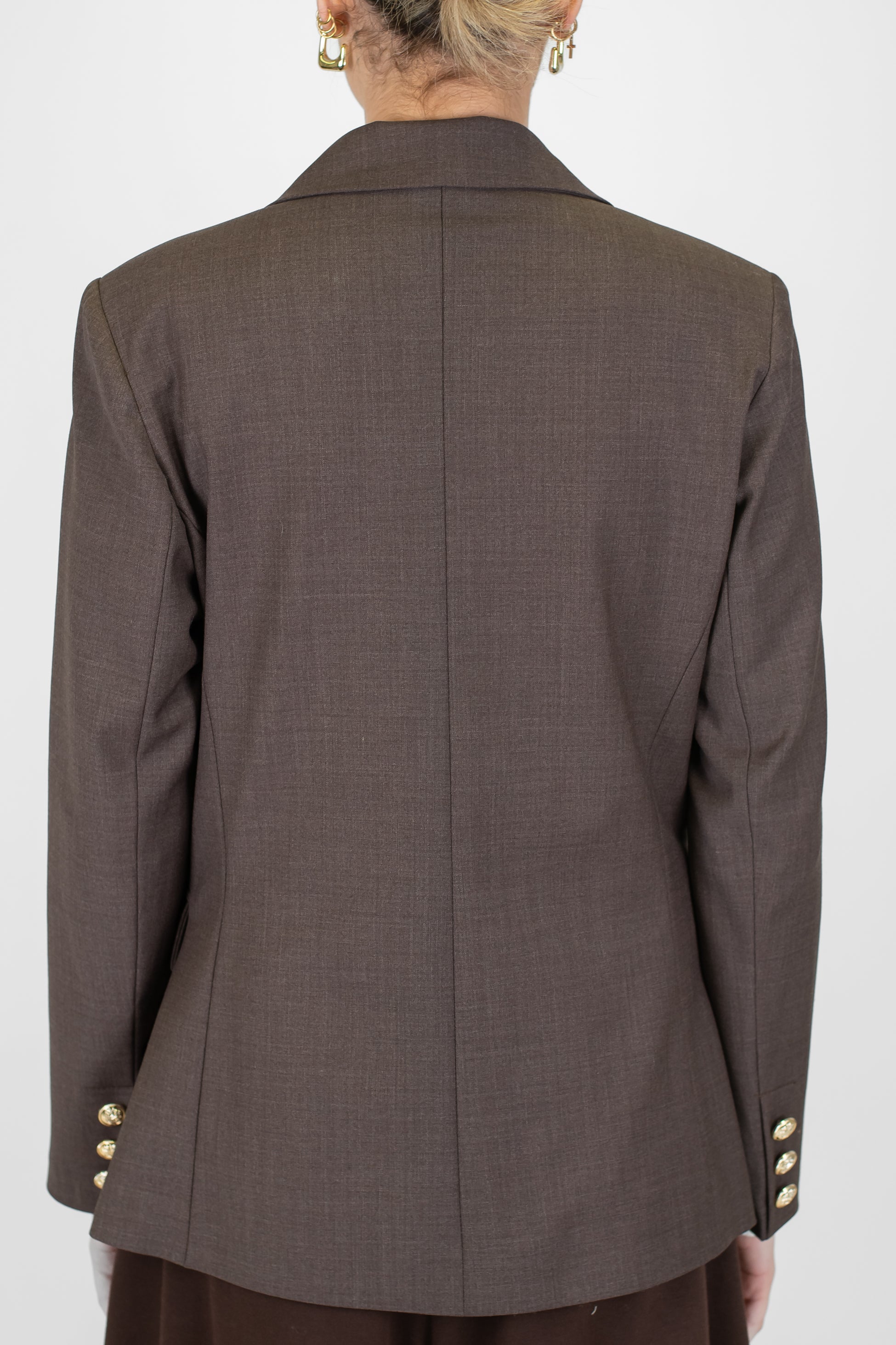 Motel - Giacca doppiopetto in misto lana con spalline e bottoni oro