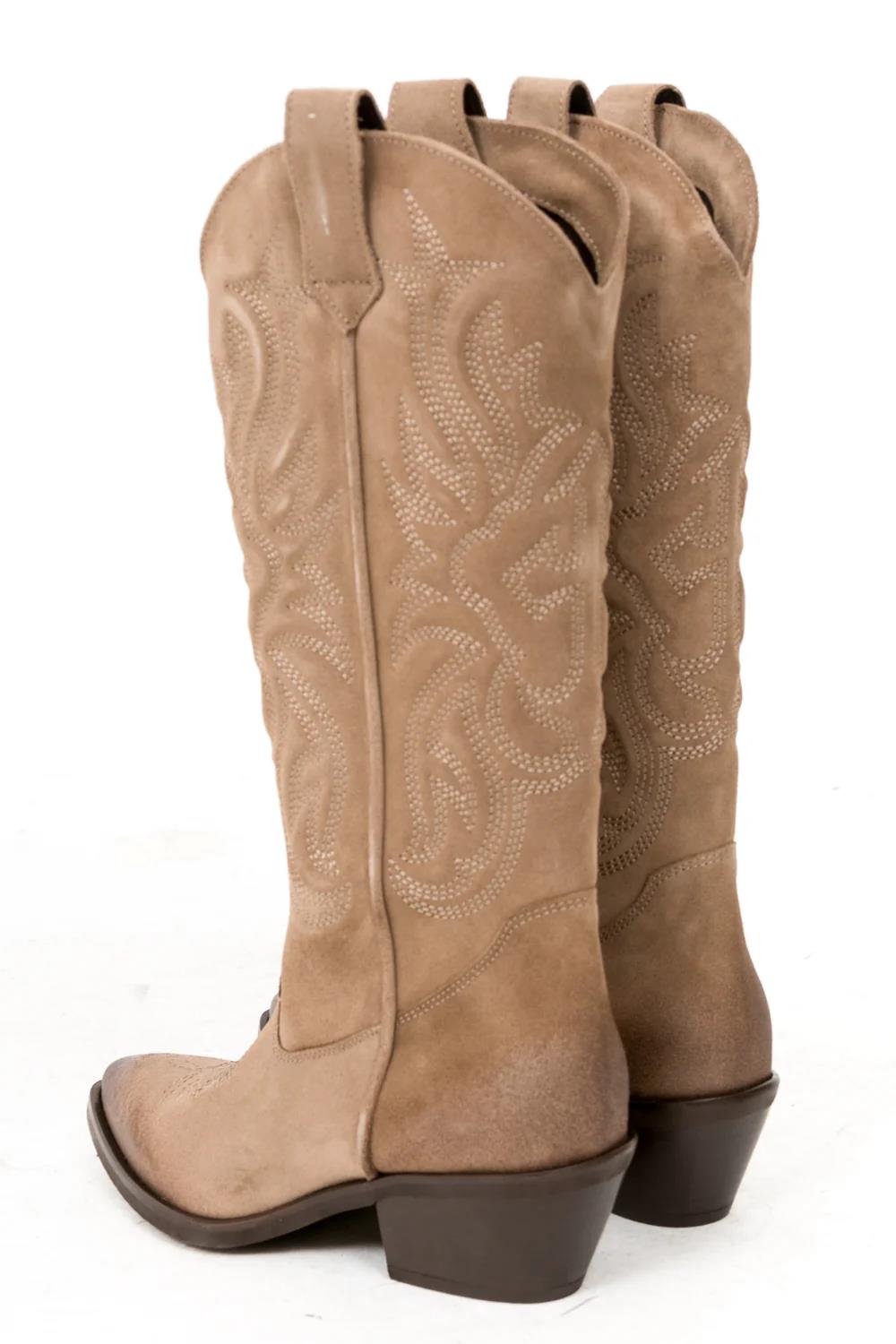 Ovyé - Texano in camoscio spazzolato con inserti laterali