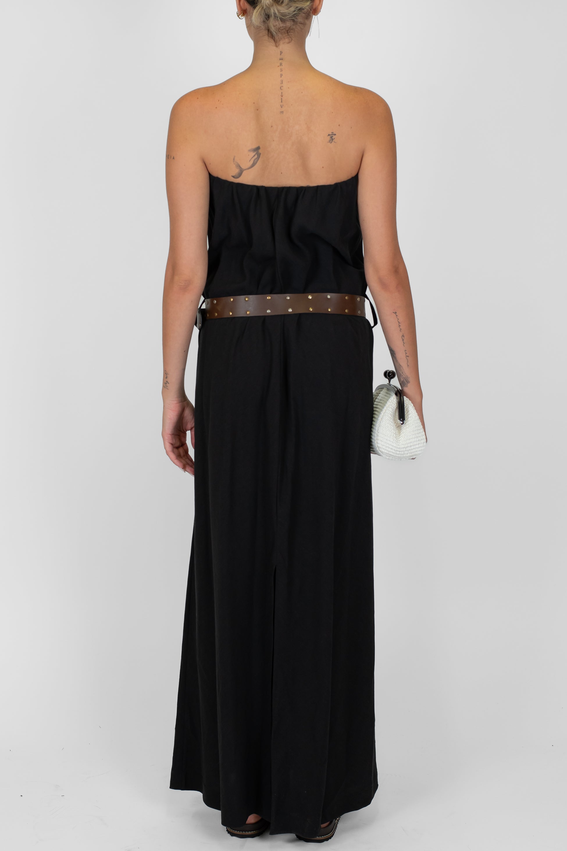 Tensione in - Abito a fascia in viscosa/lino con cintura