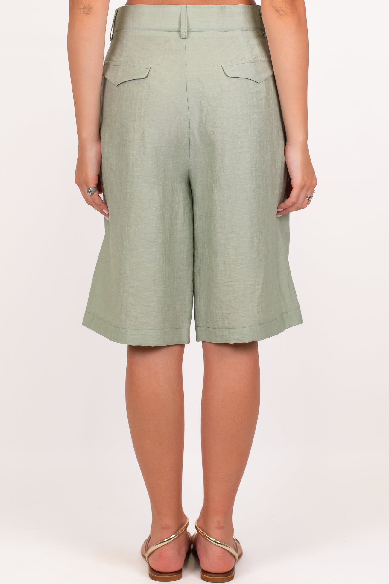 Dixie - Bermuda in misto lino con pinces