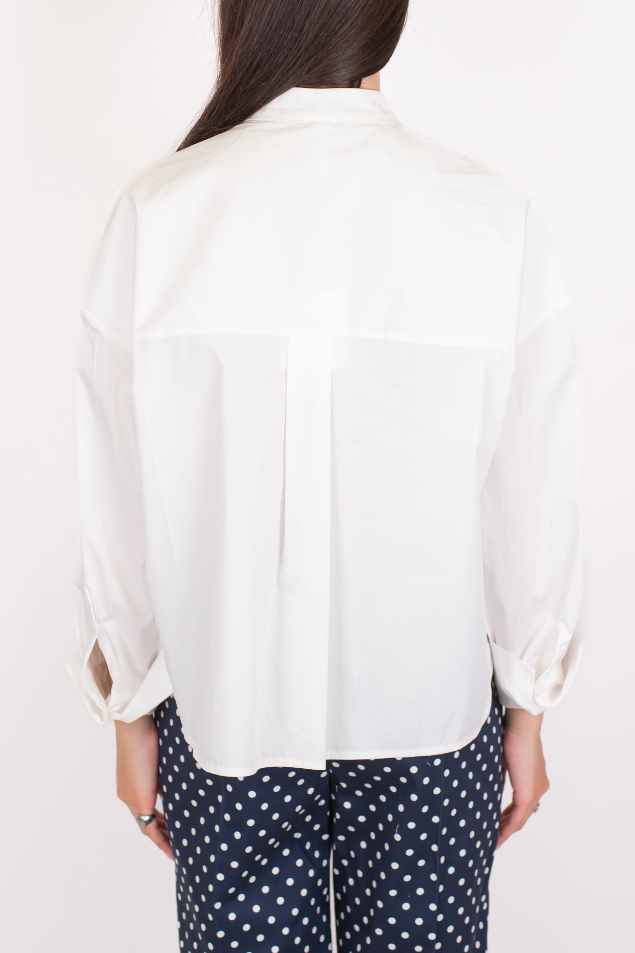 Tensione in - Camicia collo alla coreana in cotone tela paracadute