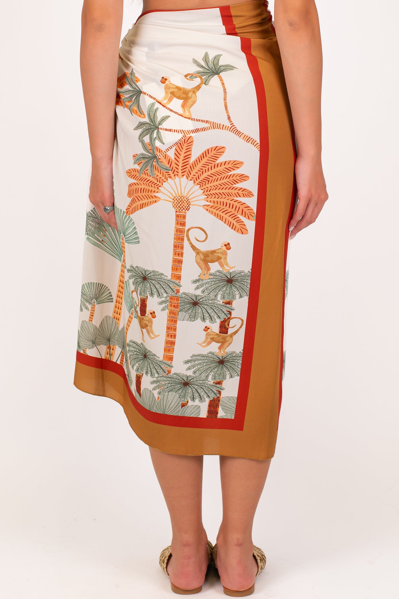 Haveone - Gonna pareo fantasia scimmie in viscosa leggera