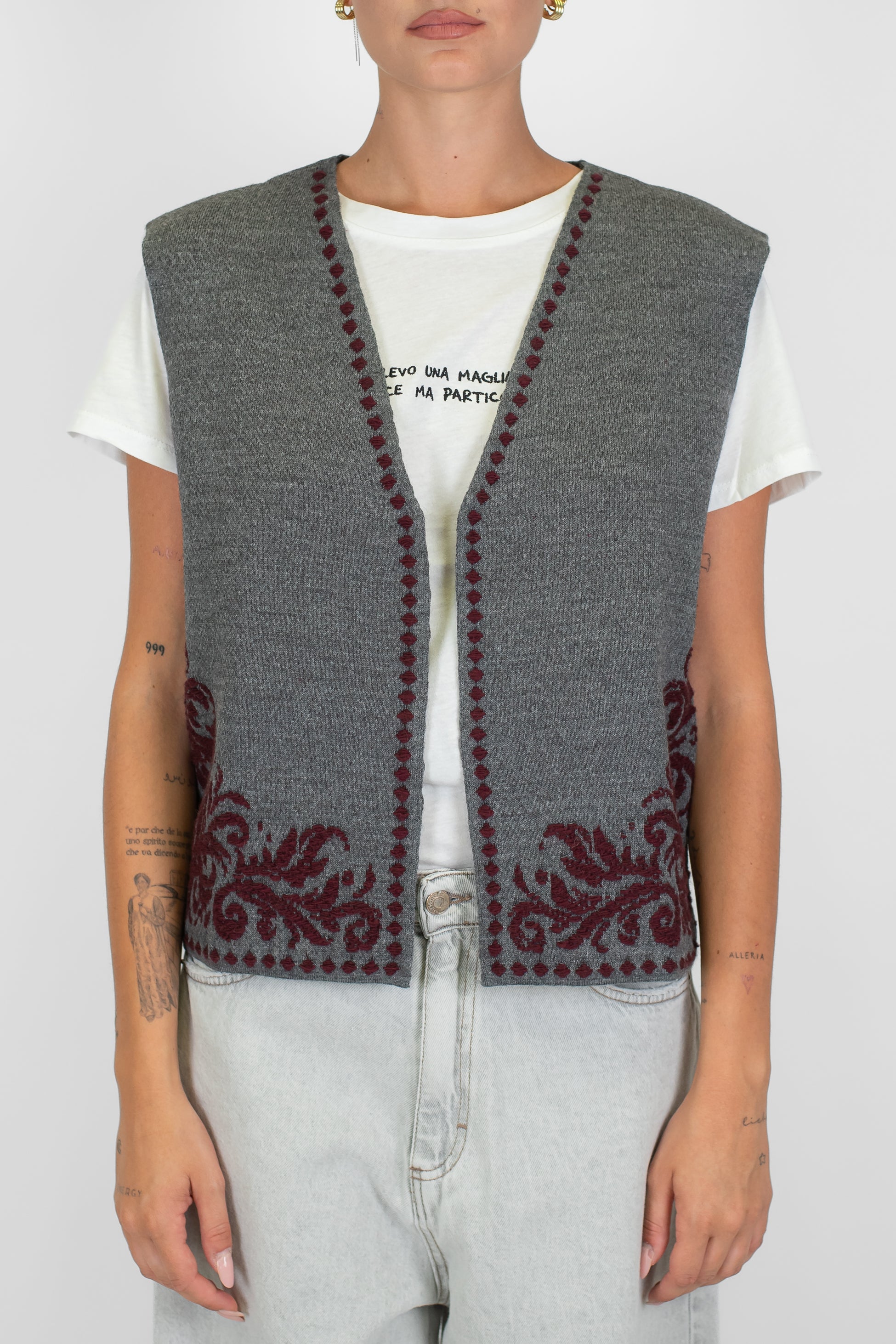 Motel - Gilet aperto fantasia astratta in misto lana