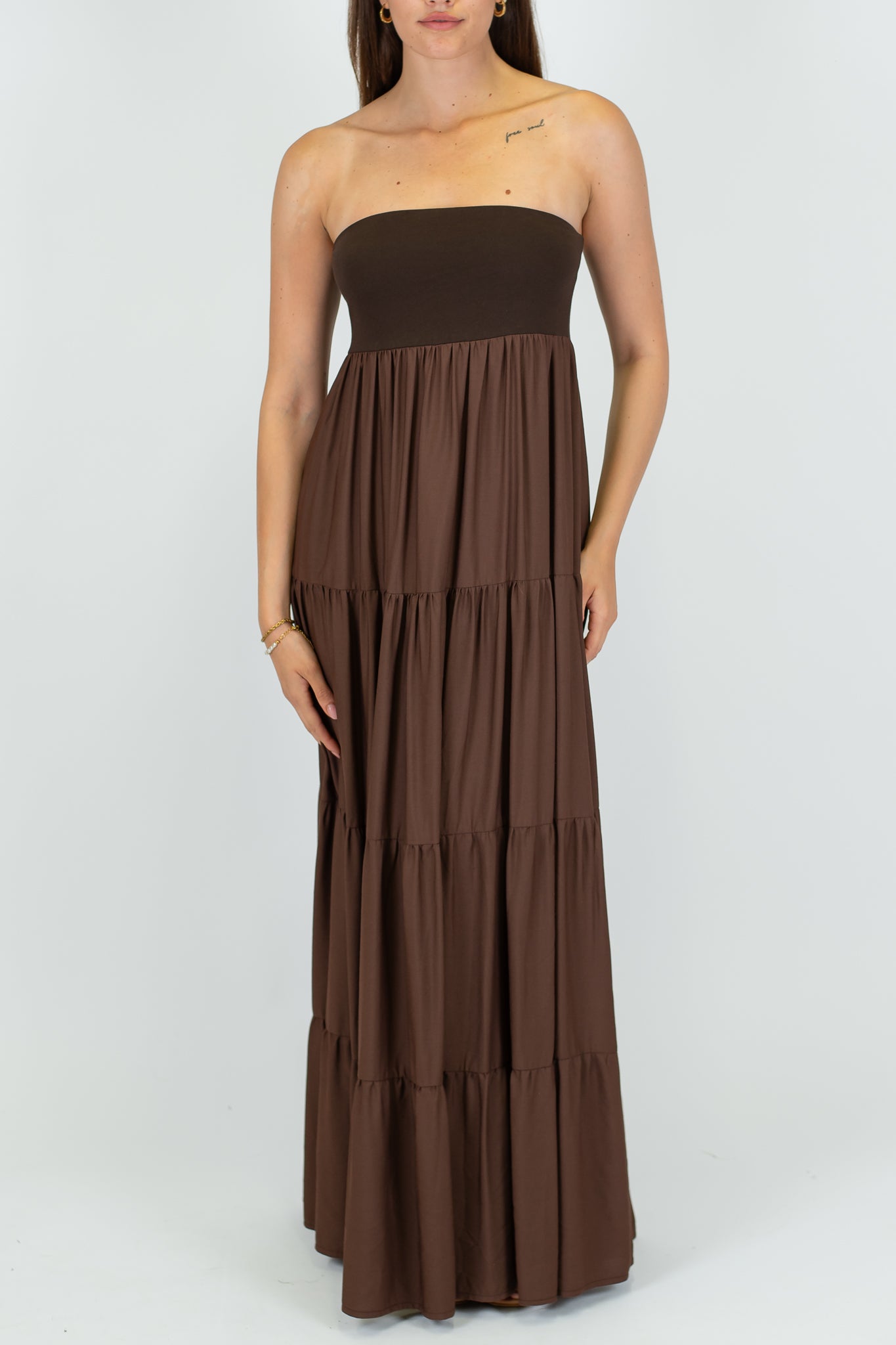 Motel - Abito a fascia in viscosa/lino con balze