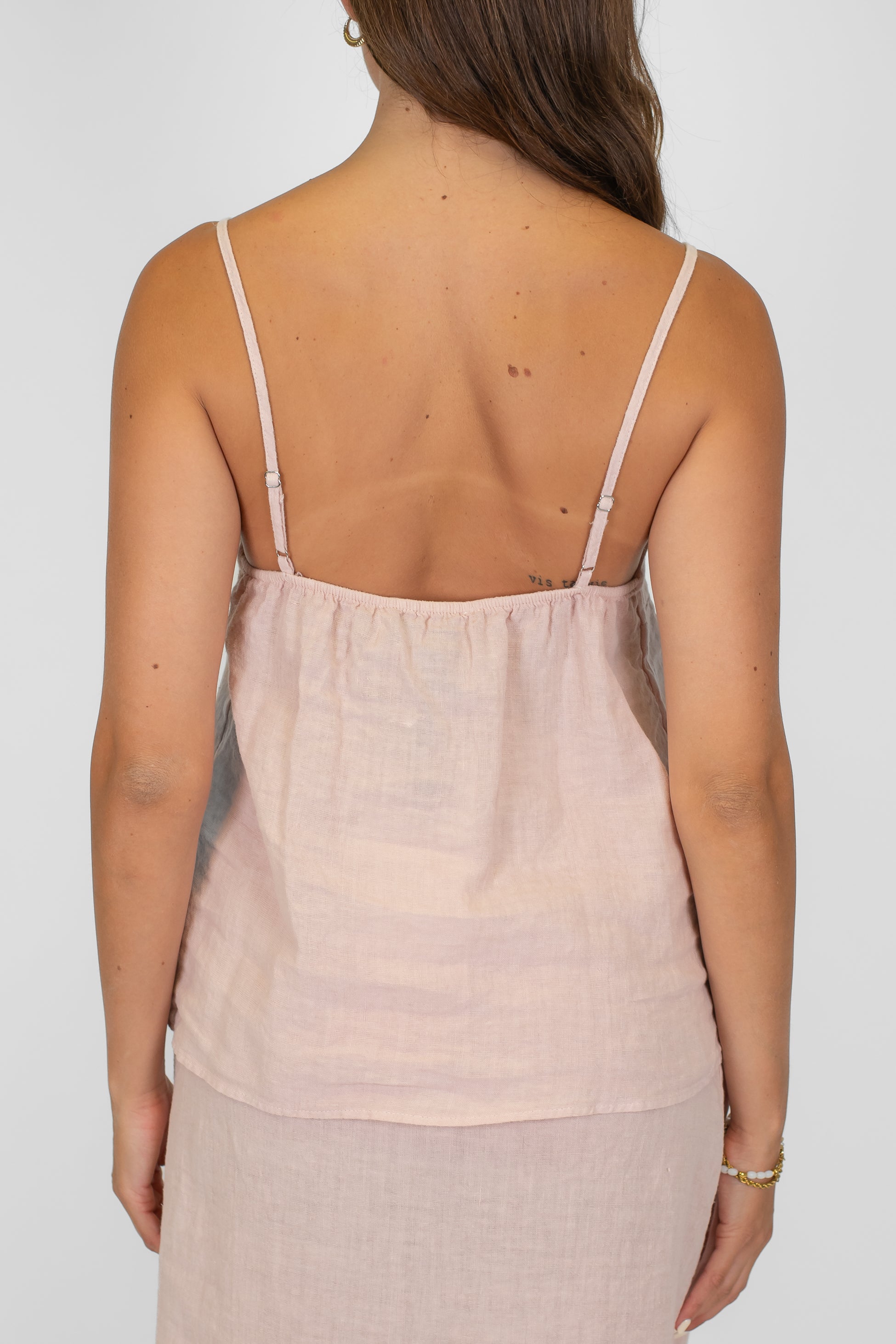 Haveone - Top con spalline regolabili in lino