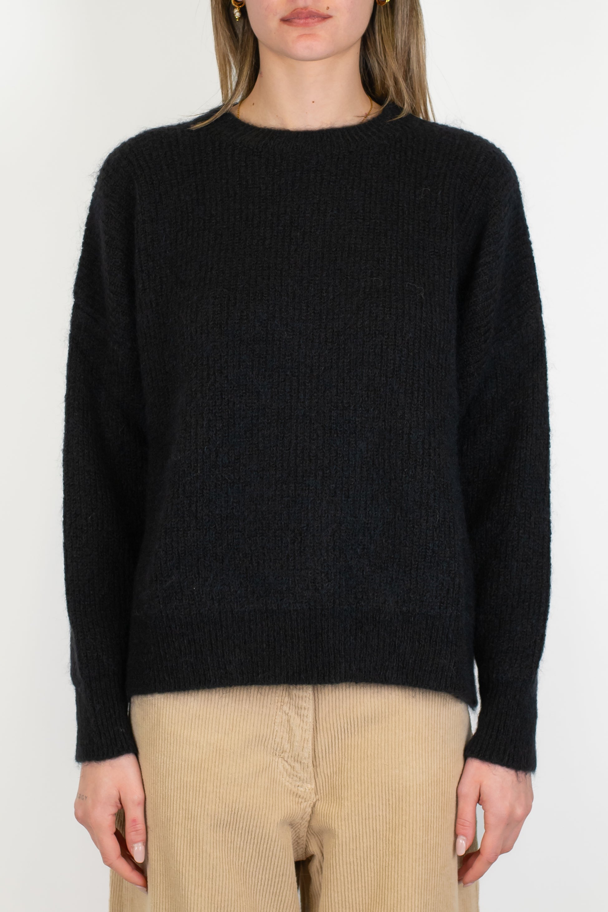 Tensione in - Maglia a scatola in misto lana con costine