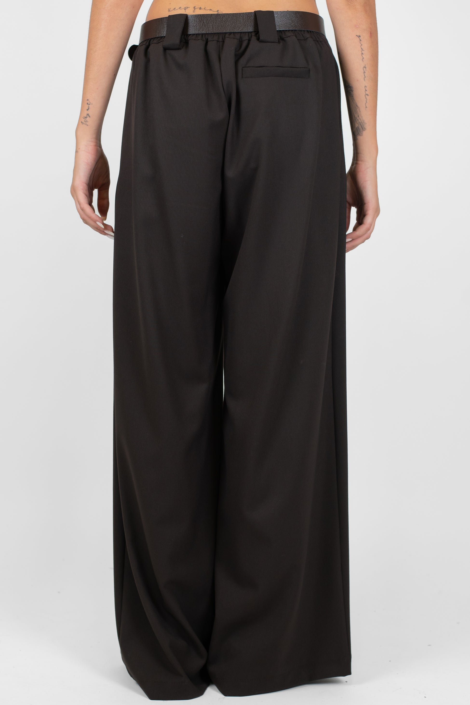 Dixie - Pantalone palazzo con pinces ed elastico in vita sul retro