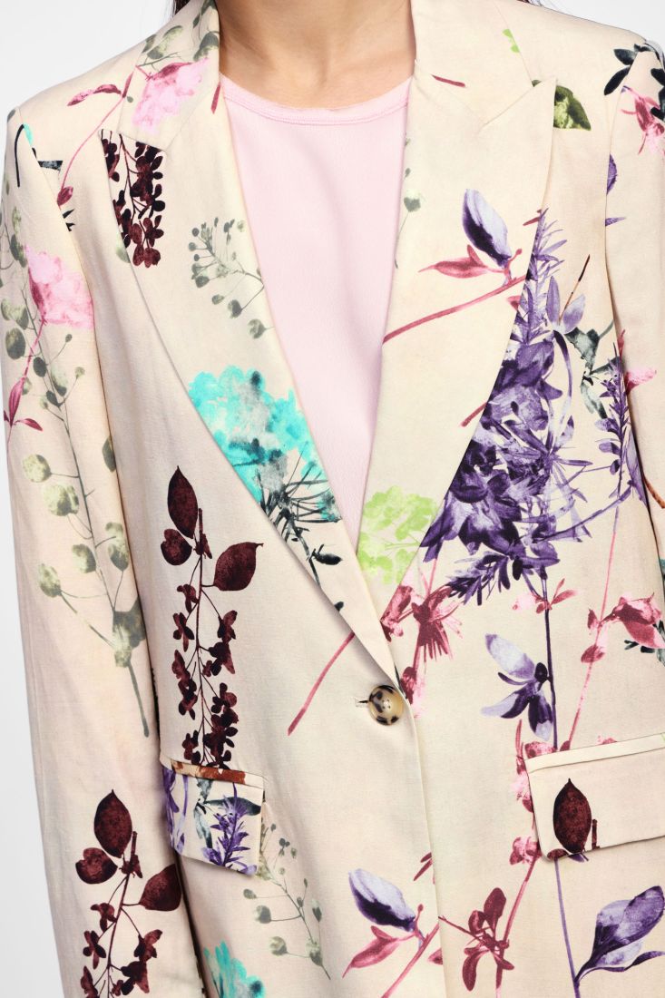 Dixie - Giacca monopetto fantasia in misto lino/viscosa