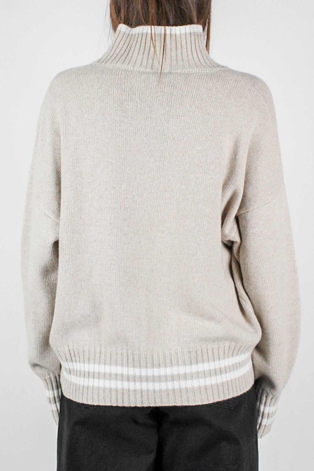 Maryley - Dolvecita con profilo a contrasto in misto lana e cashmere