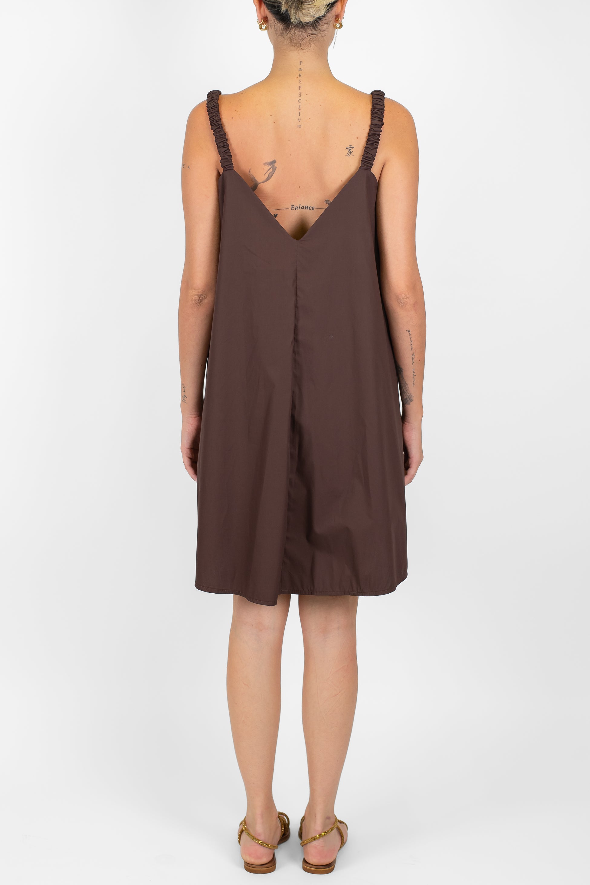 Motel - Abito corto in cotone con spallina arricciata