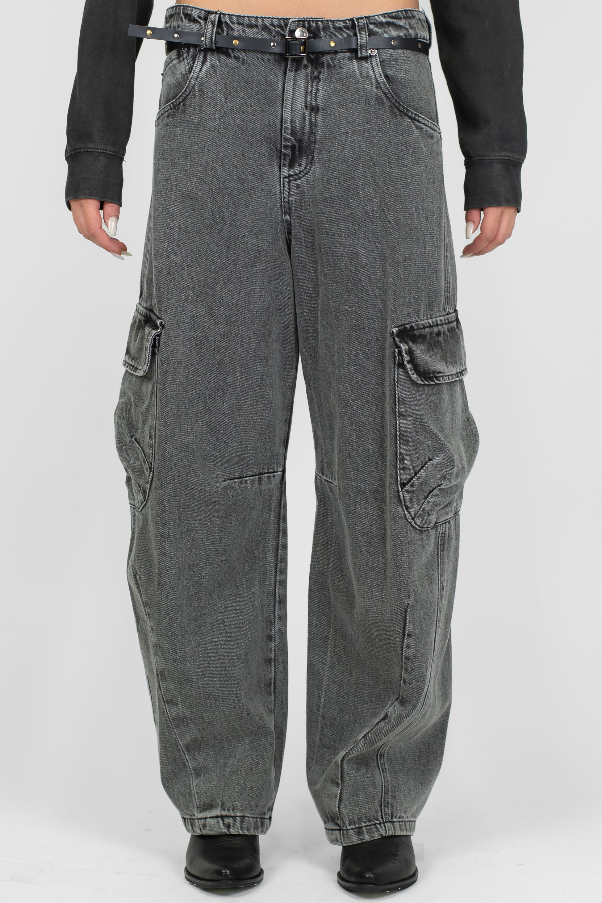 Tensione in - Jeans cargo balloon lavaggio scuro