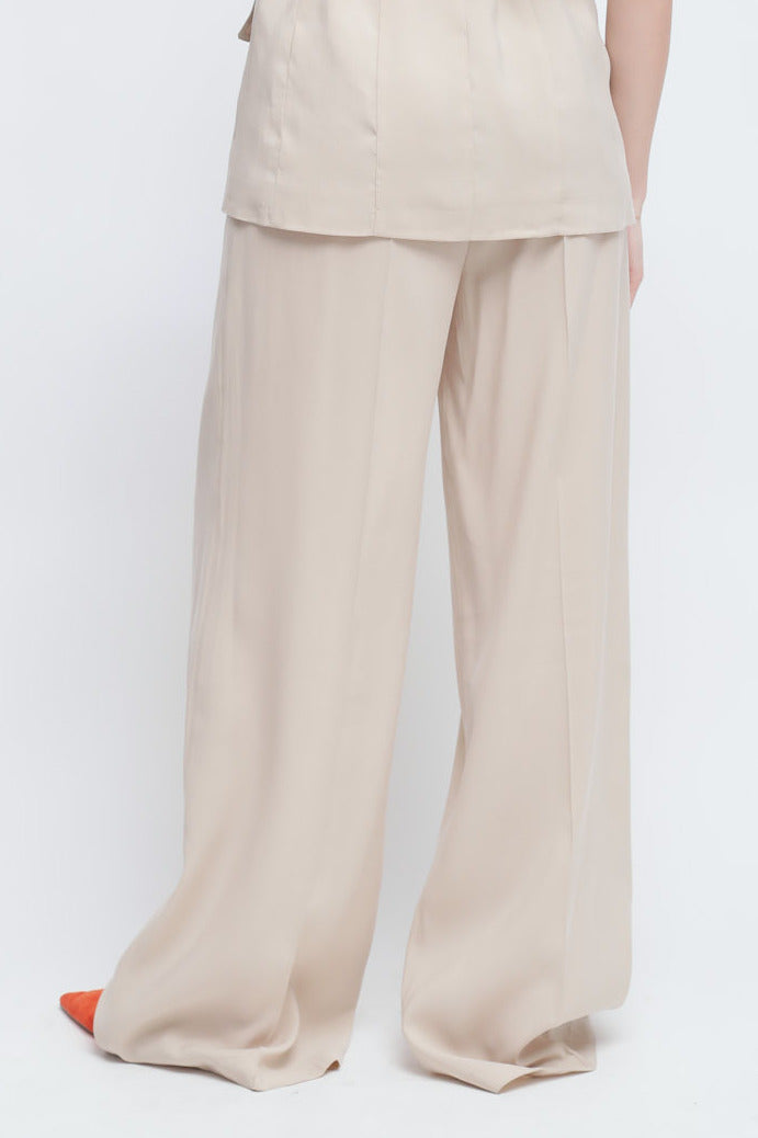 Maryley - Pantalone palazzo a vita alta in modal