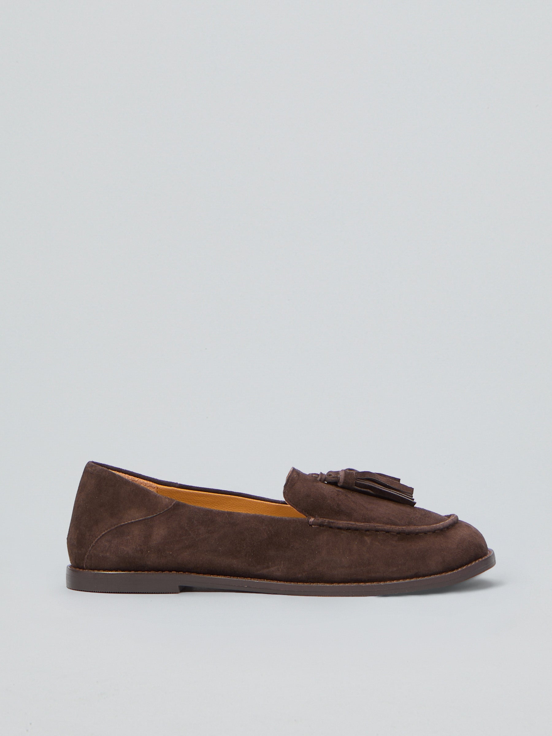 Ovyè - Mocasssino in seude con nappina e punta quadrata