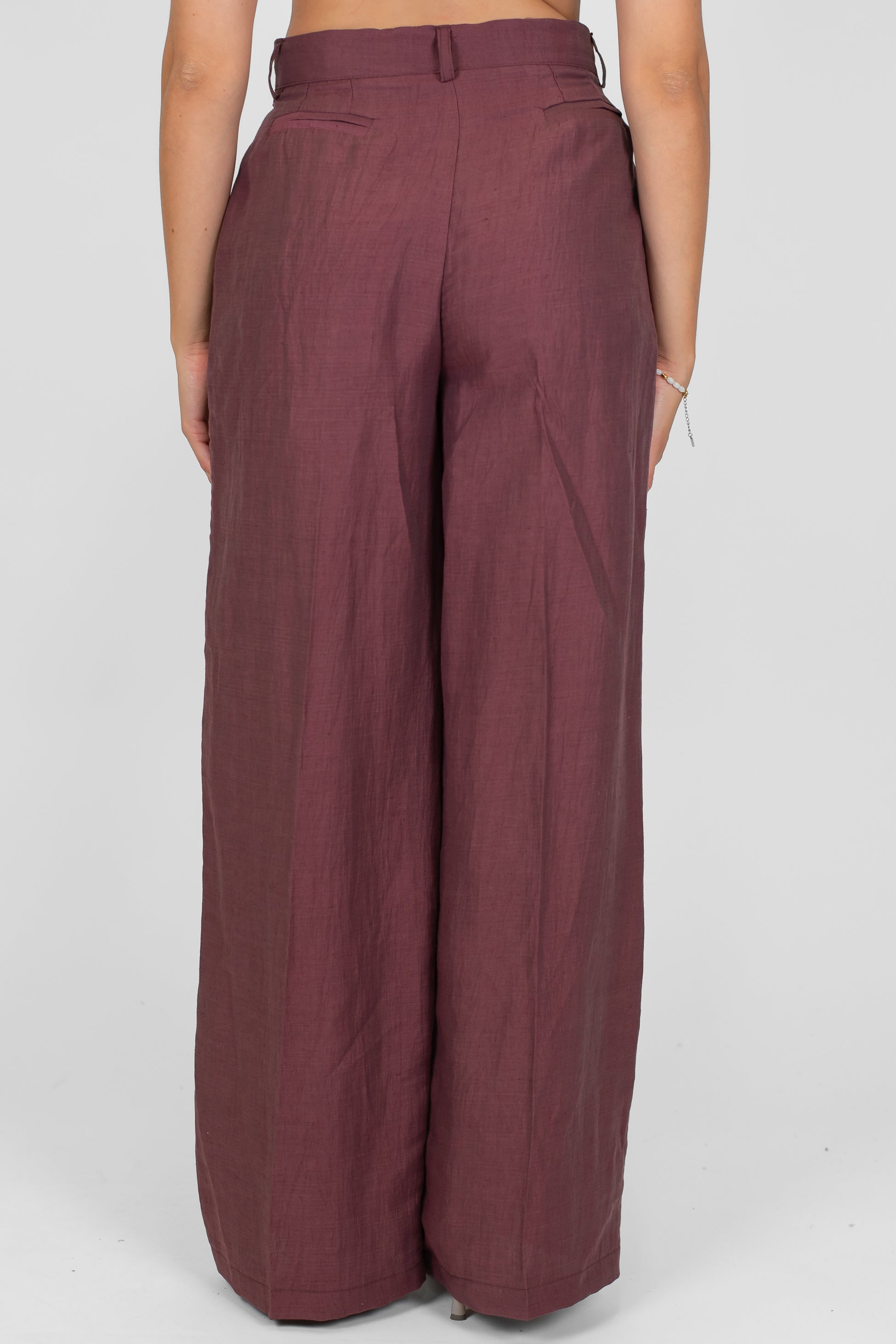 Tensione in - Pantalone palazzo in lino con pinces