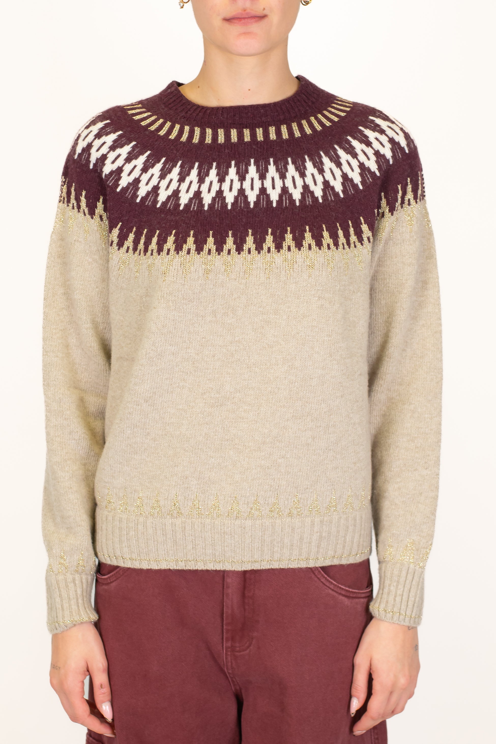 Tensione in - Maglia fantasia jacquard in misto lana e chashmere