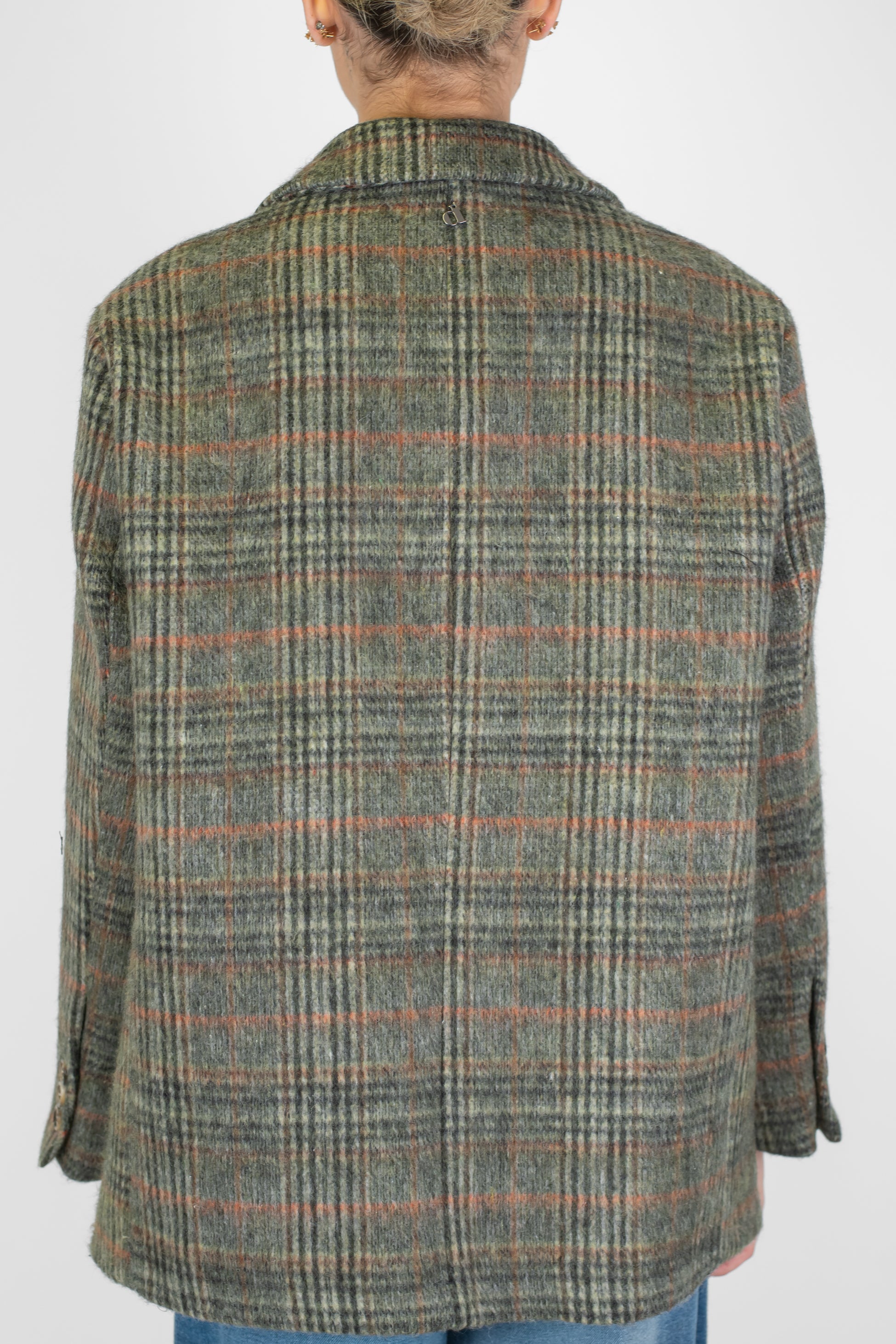 Dixie - Giacca fantasia principe di galles in misto lana con spille gioiello