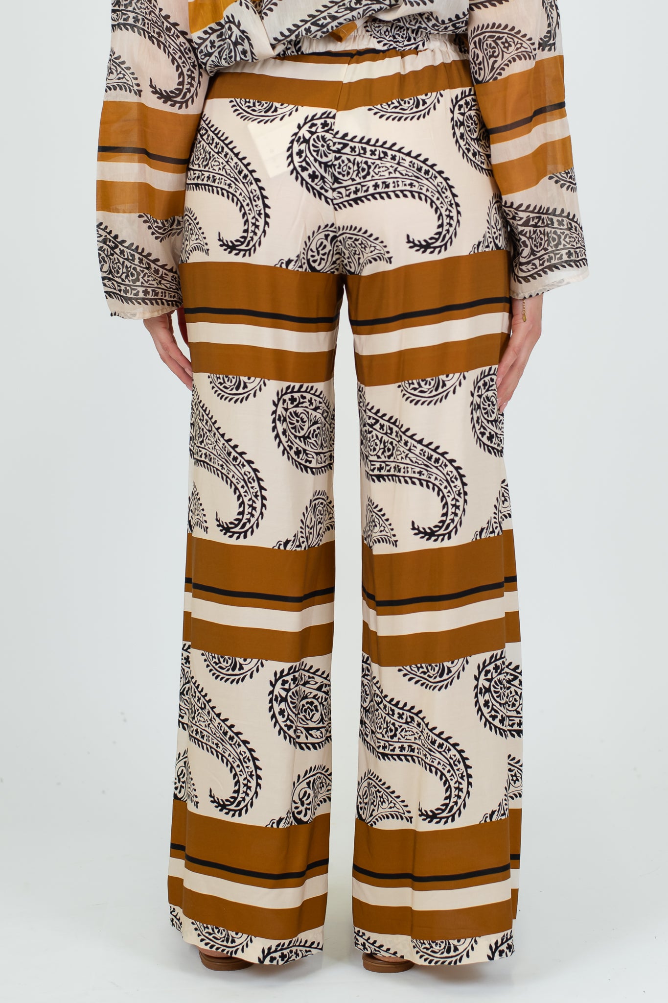 Haveone - Pantalone palazzo fantasia con elastico in vita