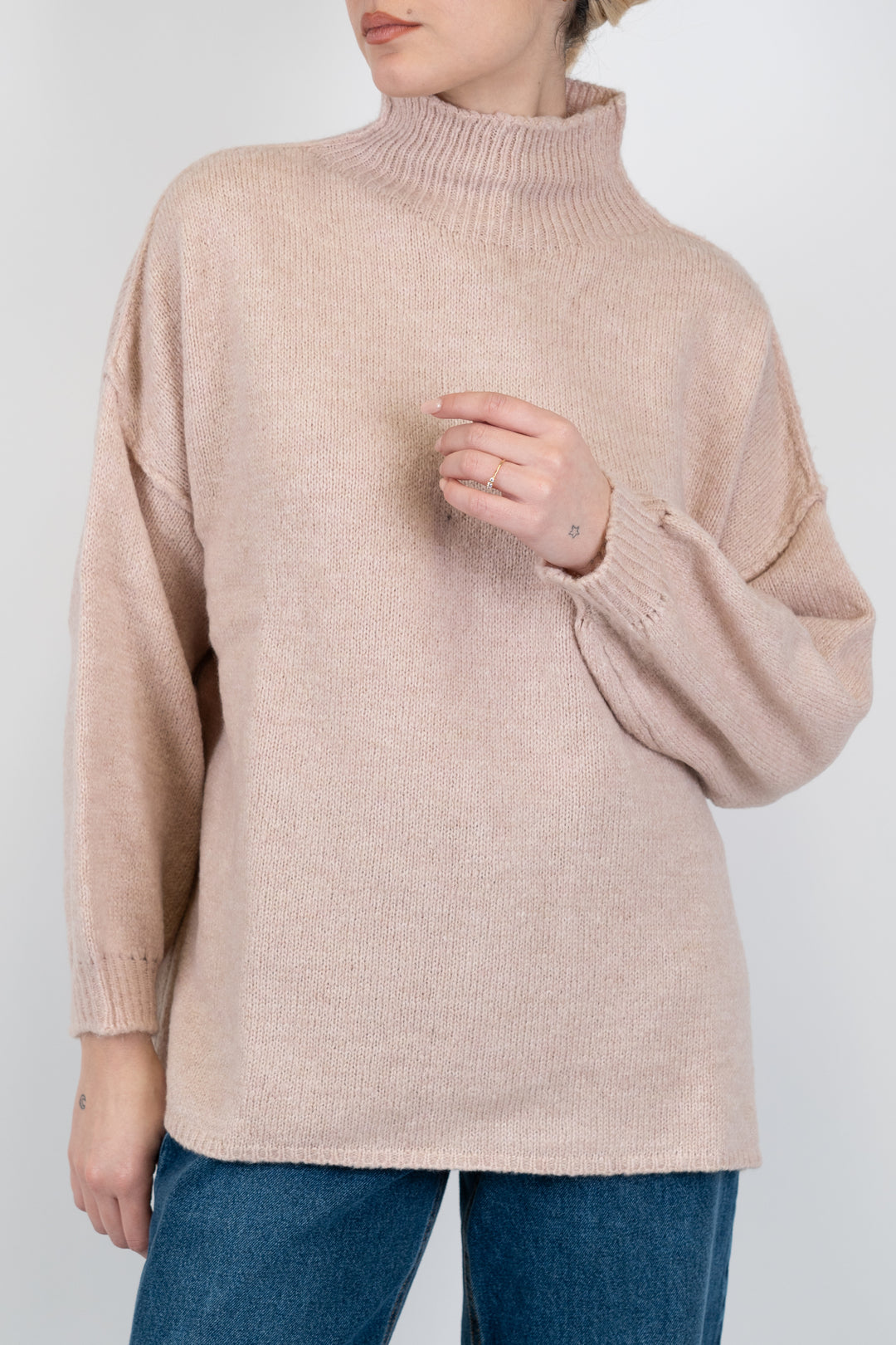 Haveone - Lupetto scollo cratere in misto lana