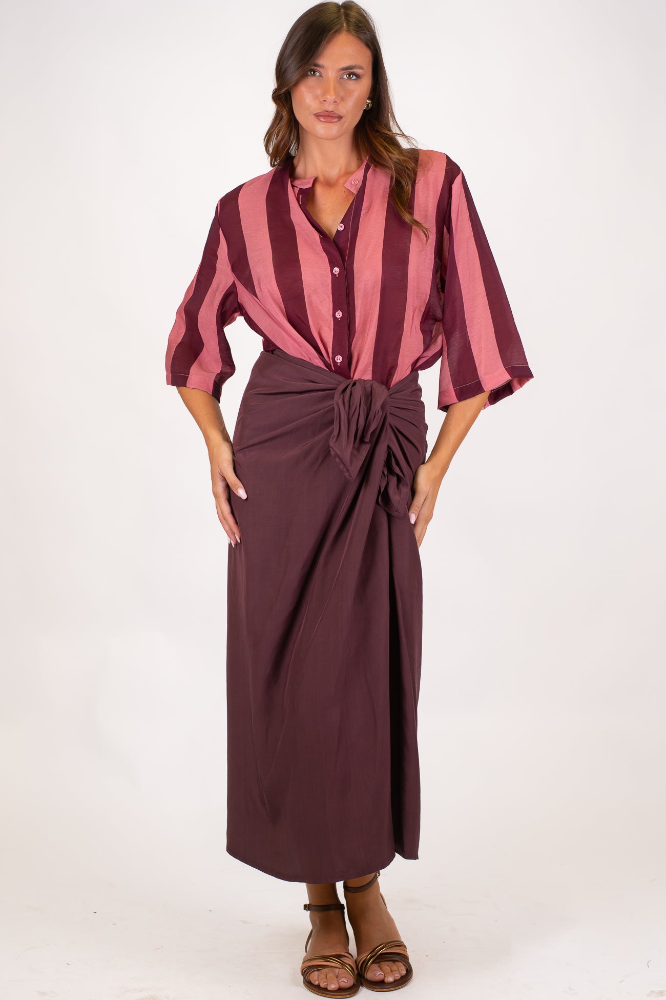 Dixie - Camicia rigata in viscosa leggera