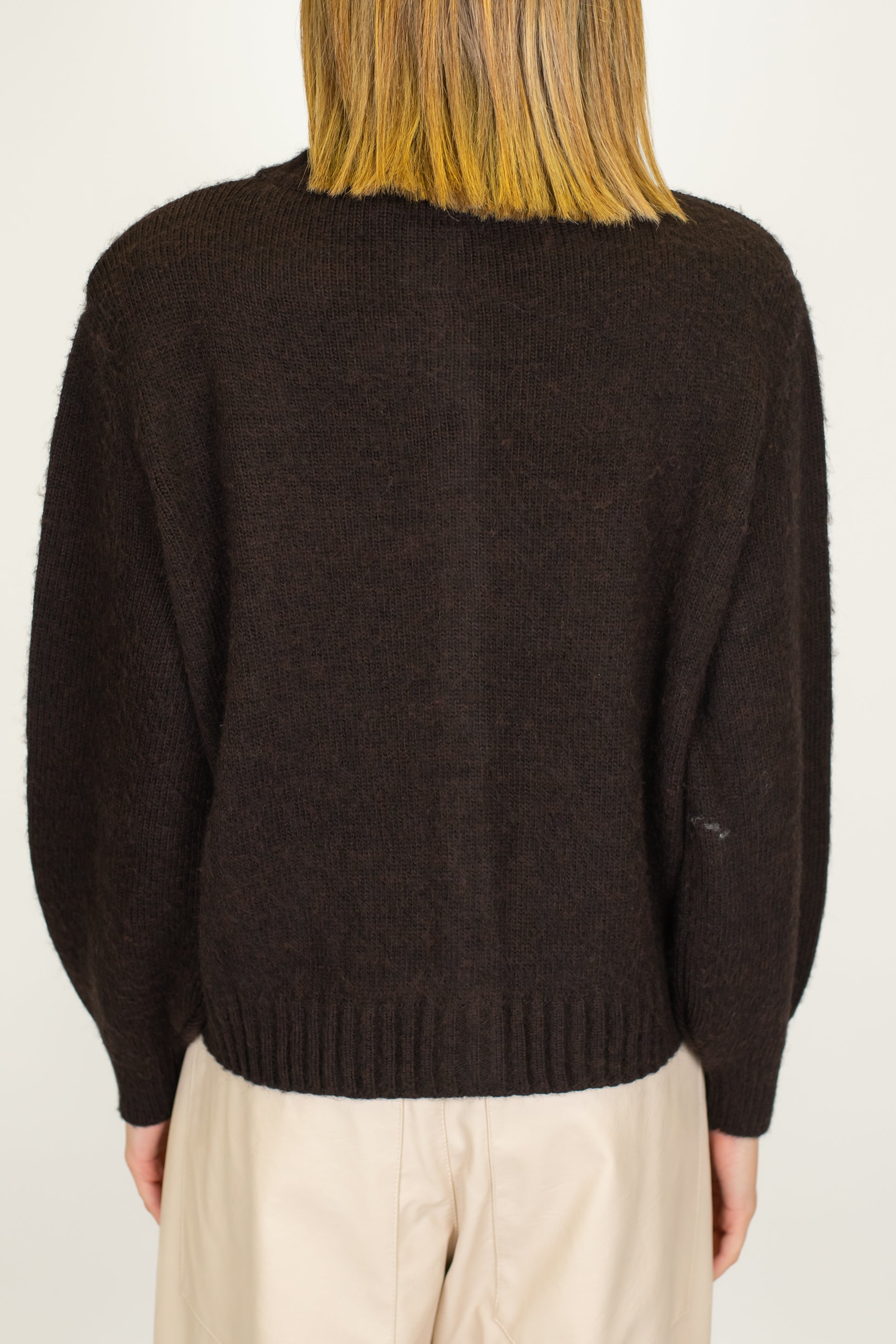 Maryley - Cardigan fantasia rombi a contrasto in misto lana con spalline