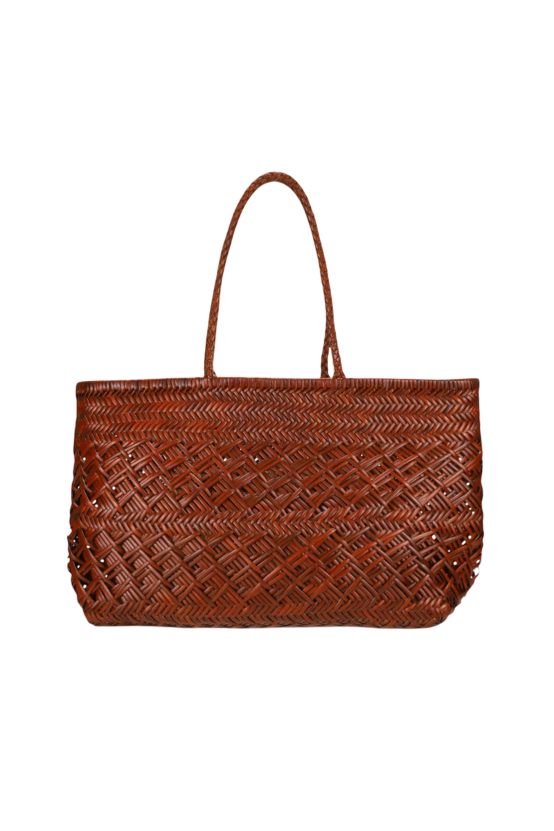 Borsa grande in vera pelle intrecciata