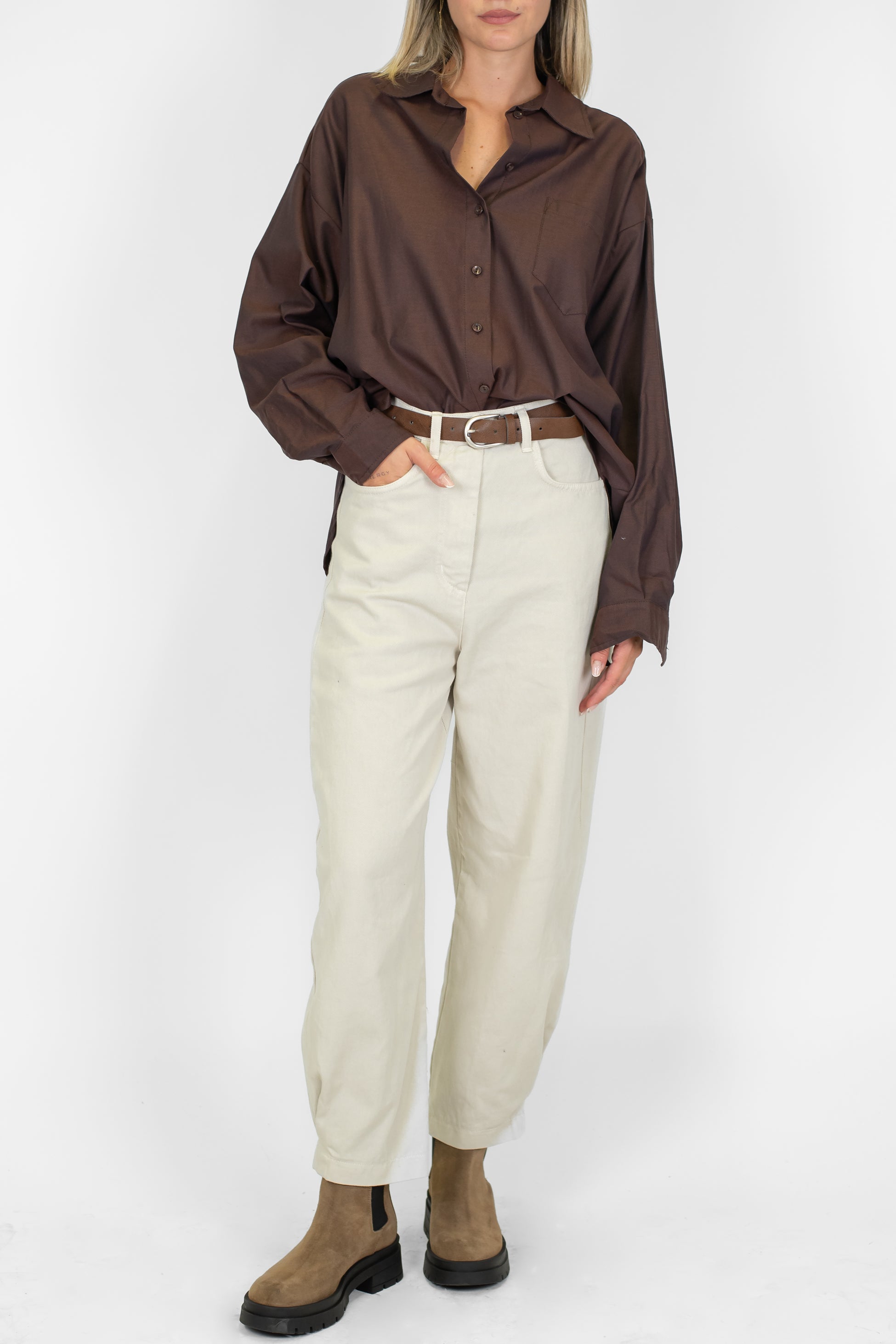 Maryley - Pantalone regular in denim colorato