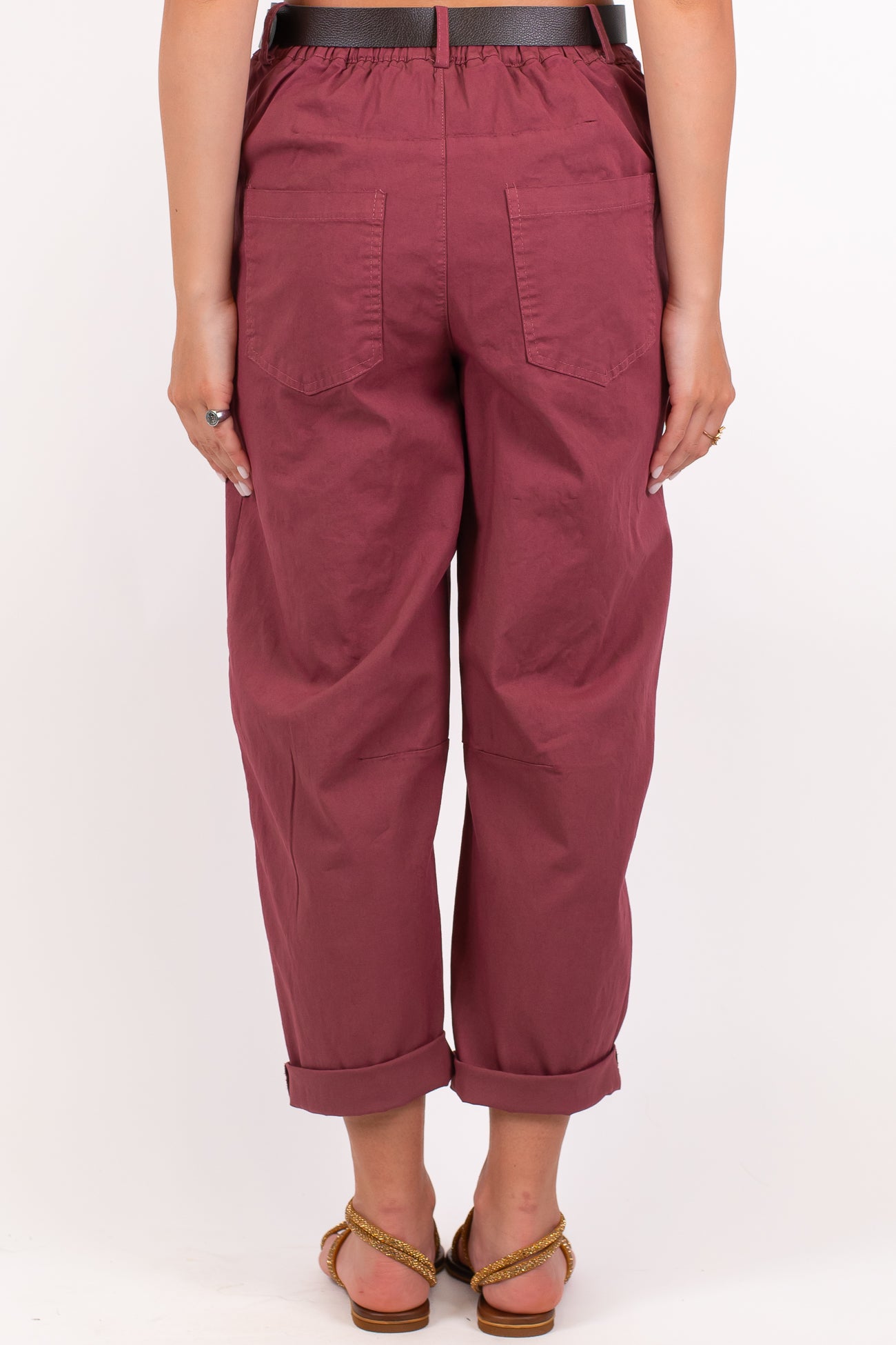 Haveone - Pantalone balloon in cotone con elastico sul retro