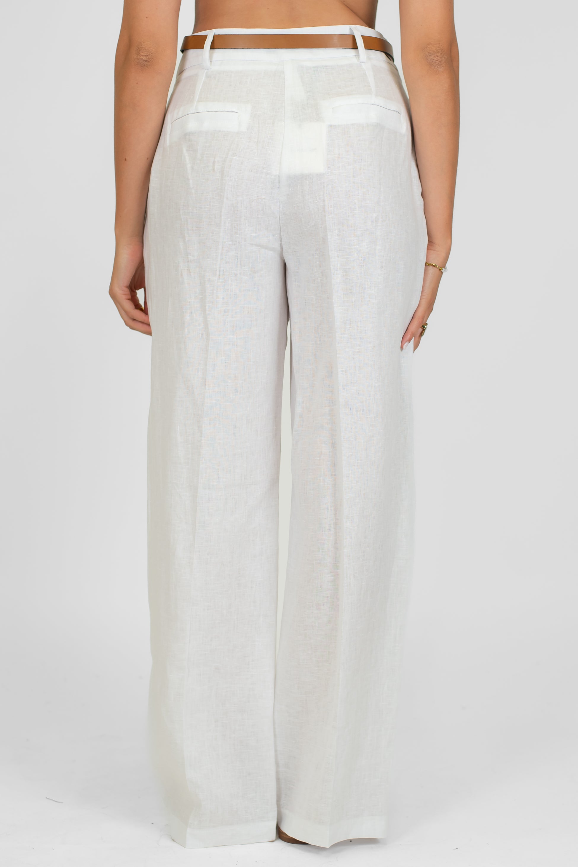 Tensione in - Pantalone palazzo in puro lino