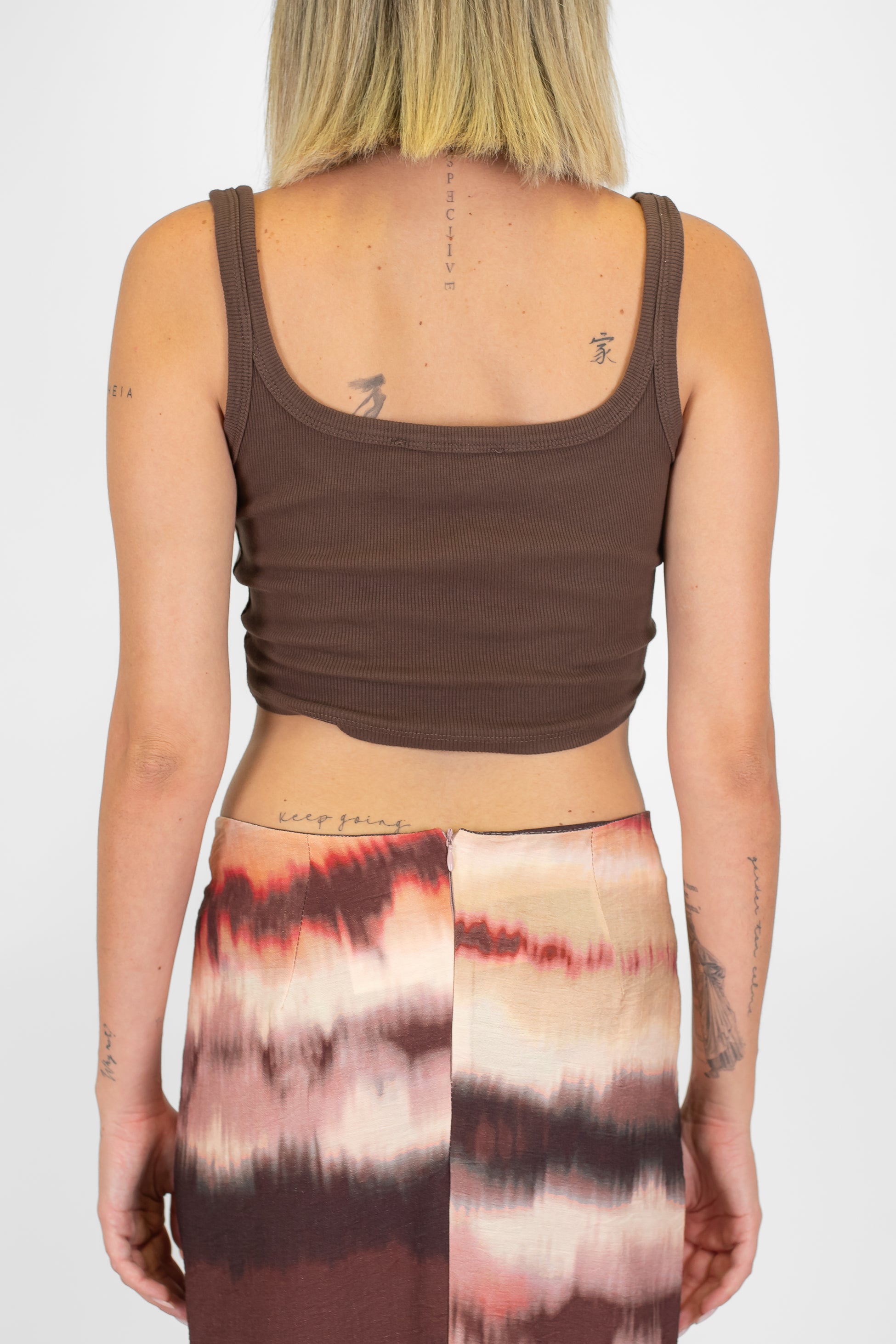 Haveone - Top scollo quadro a costine